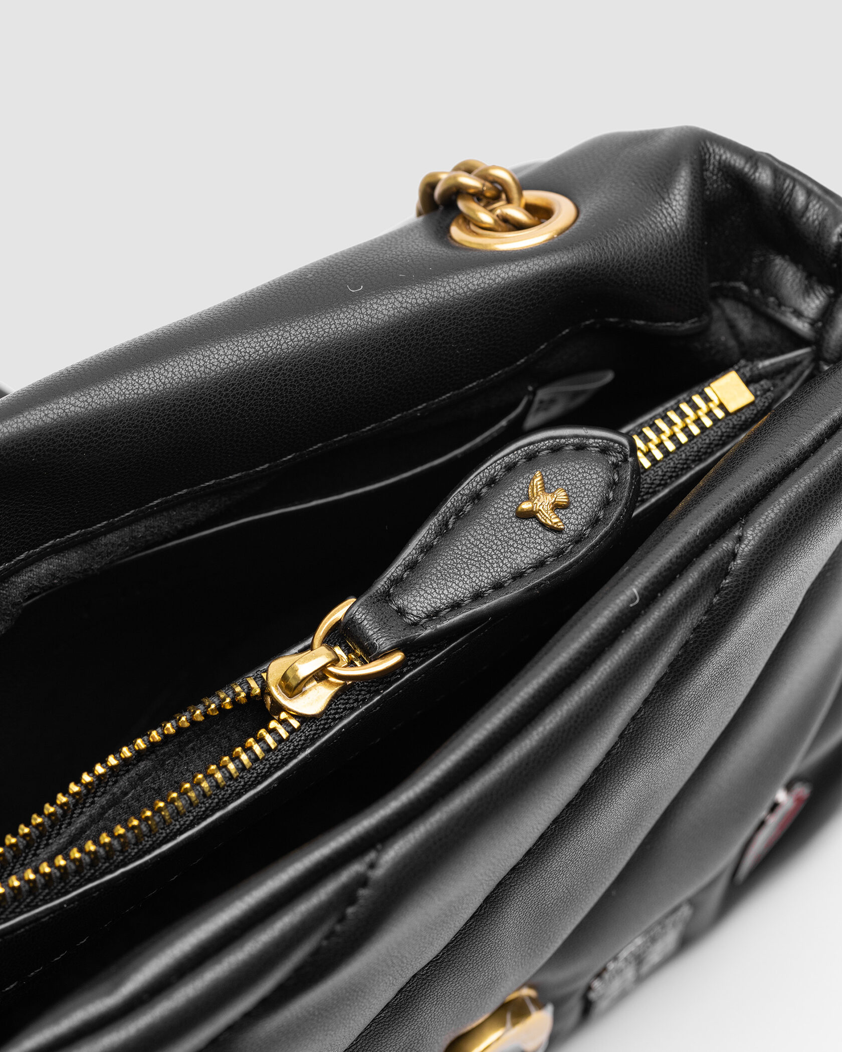 Pinko Black Quilted Leather Love Mini Puff Pins - 32