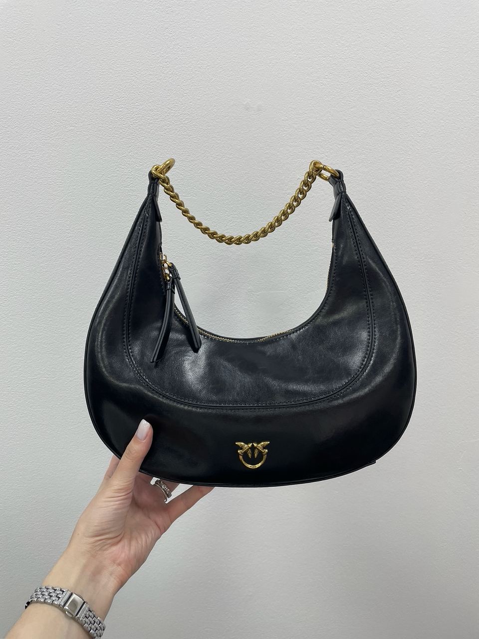 Pinko Classic Brioche Bag Hobo Black - 10