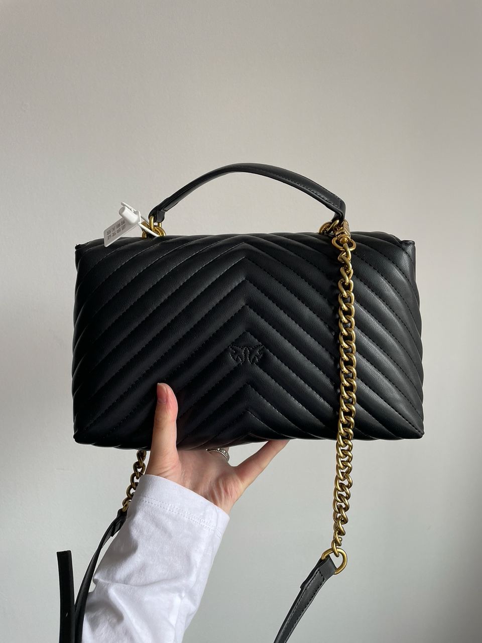 Pinko Classic Lady Love Bag Puff Chevron Black/Gold - 14