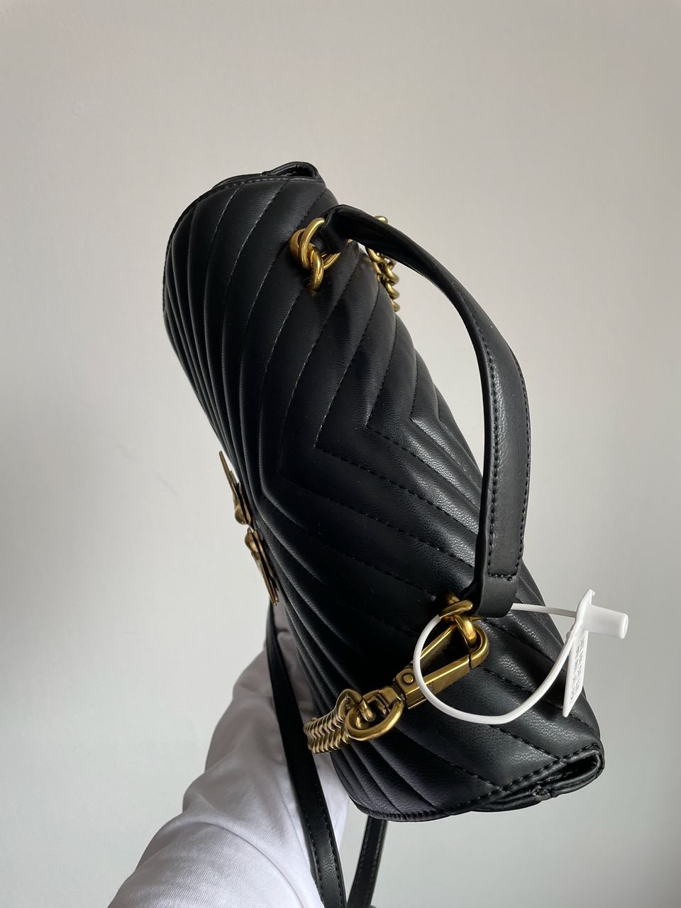 Pinko Classic Lady Love Bag Puff Chevron Black/Gold - 18