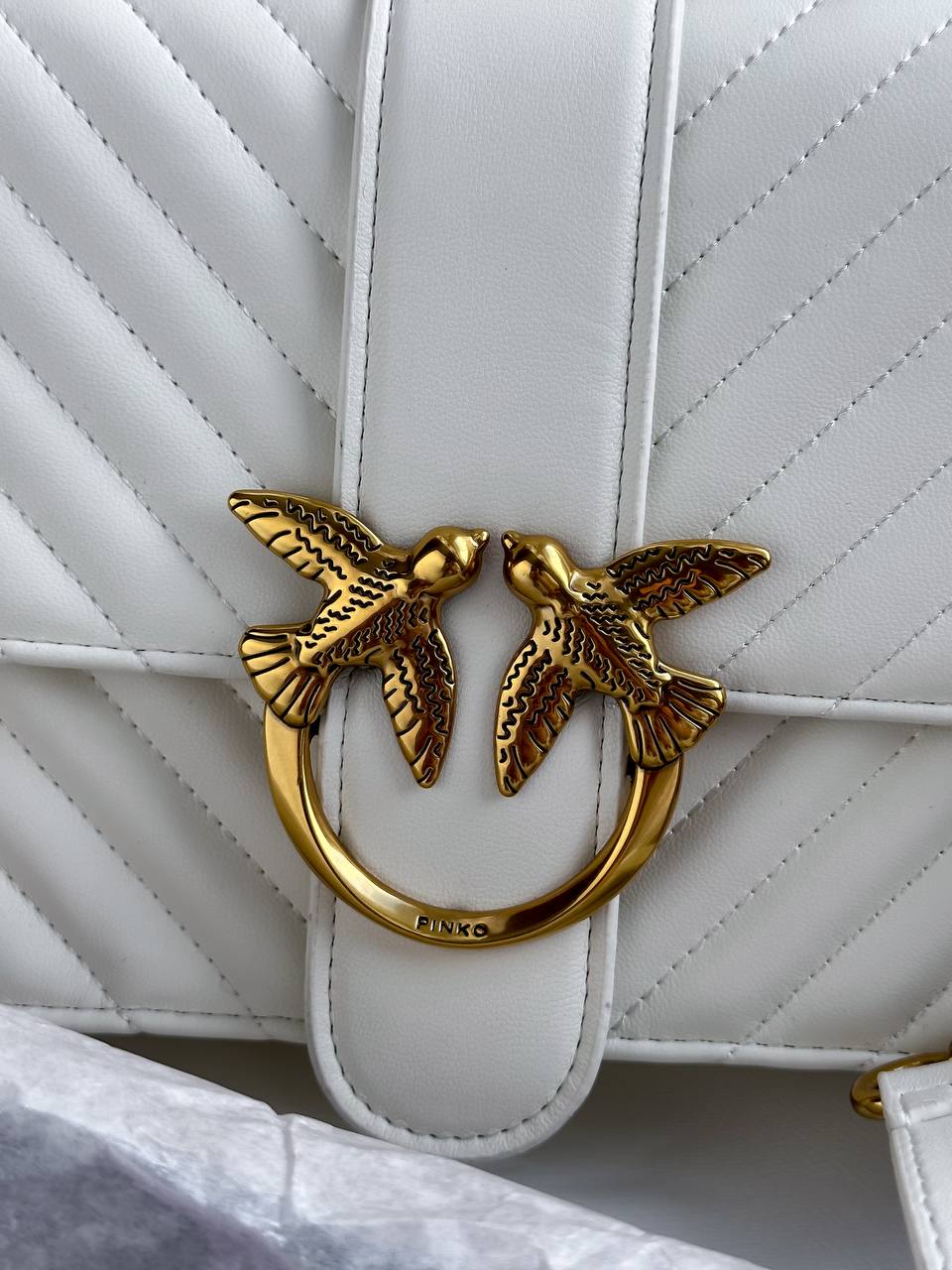 Pinko Classic Love Bag One Chevron White/Gold - 2