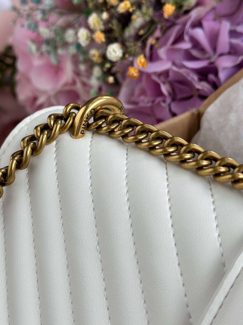 Pinko Classic Love Bag One Chevron White/Gold - 5