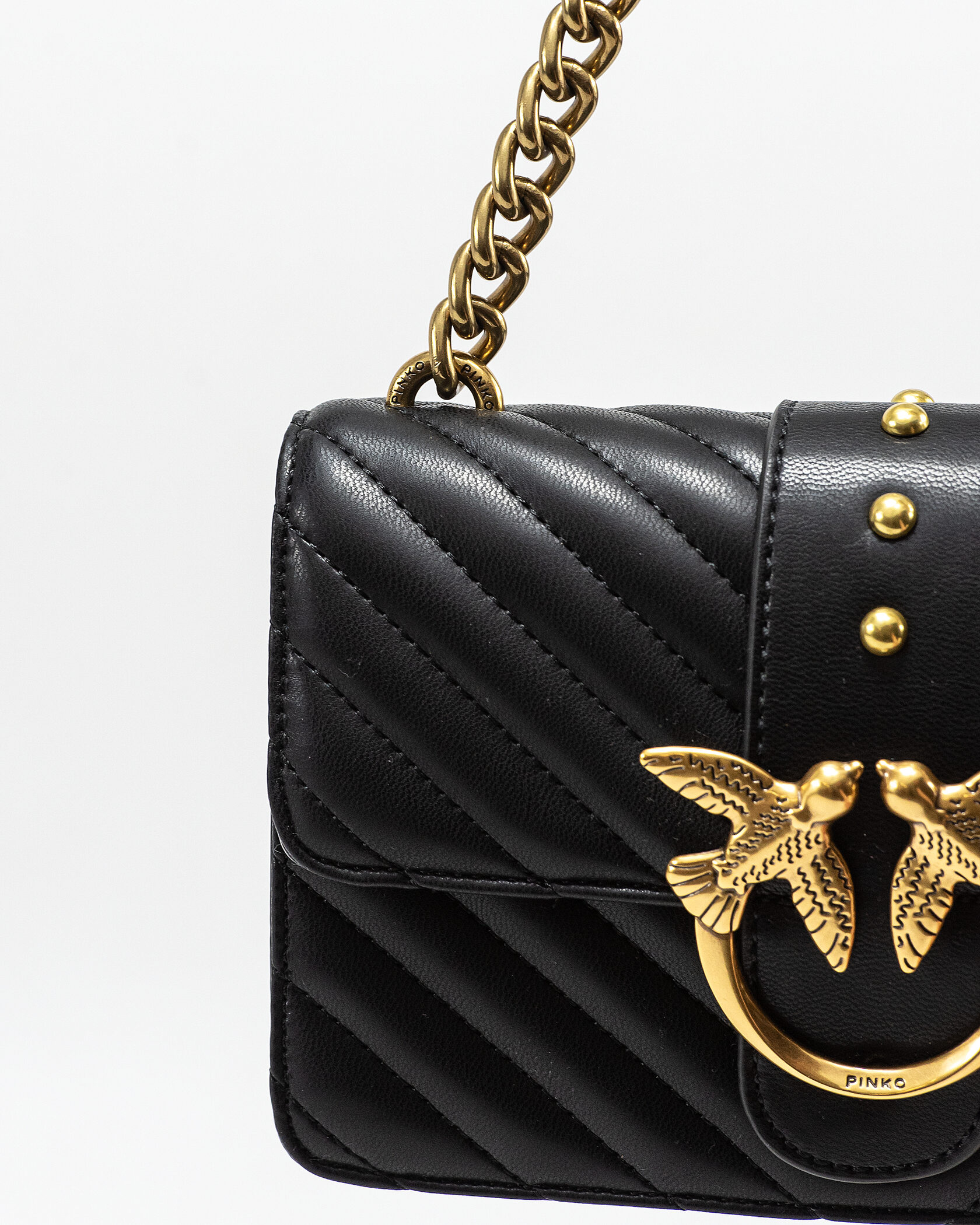 Pinko Classic Mini Love Bag One Chevron Black/Gold - 12