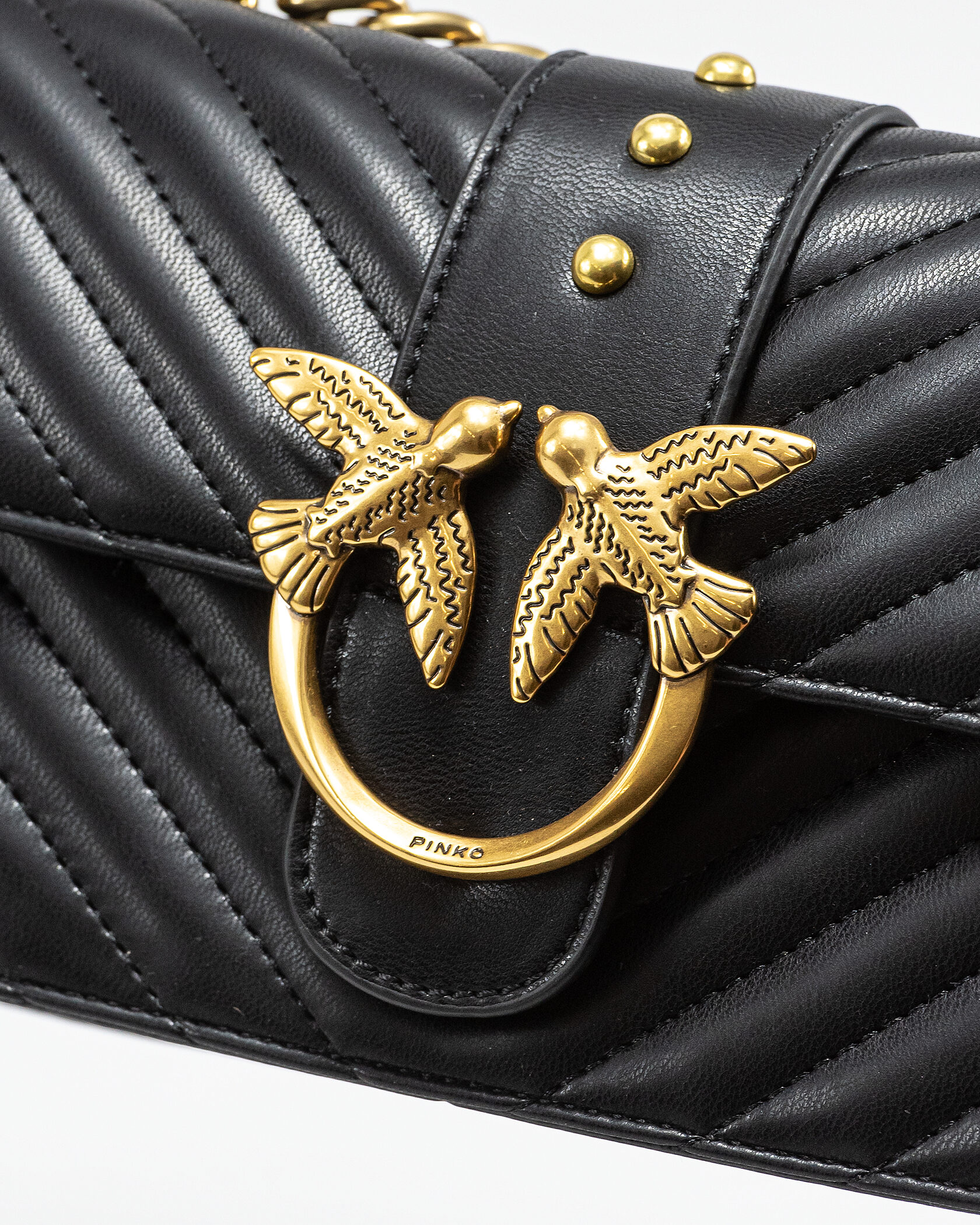 Pinko Classic Mini Love Bag One Chevron Black/Gold - 6