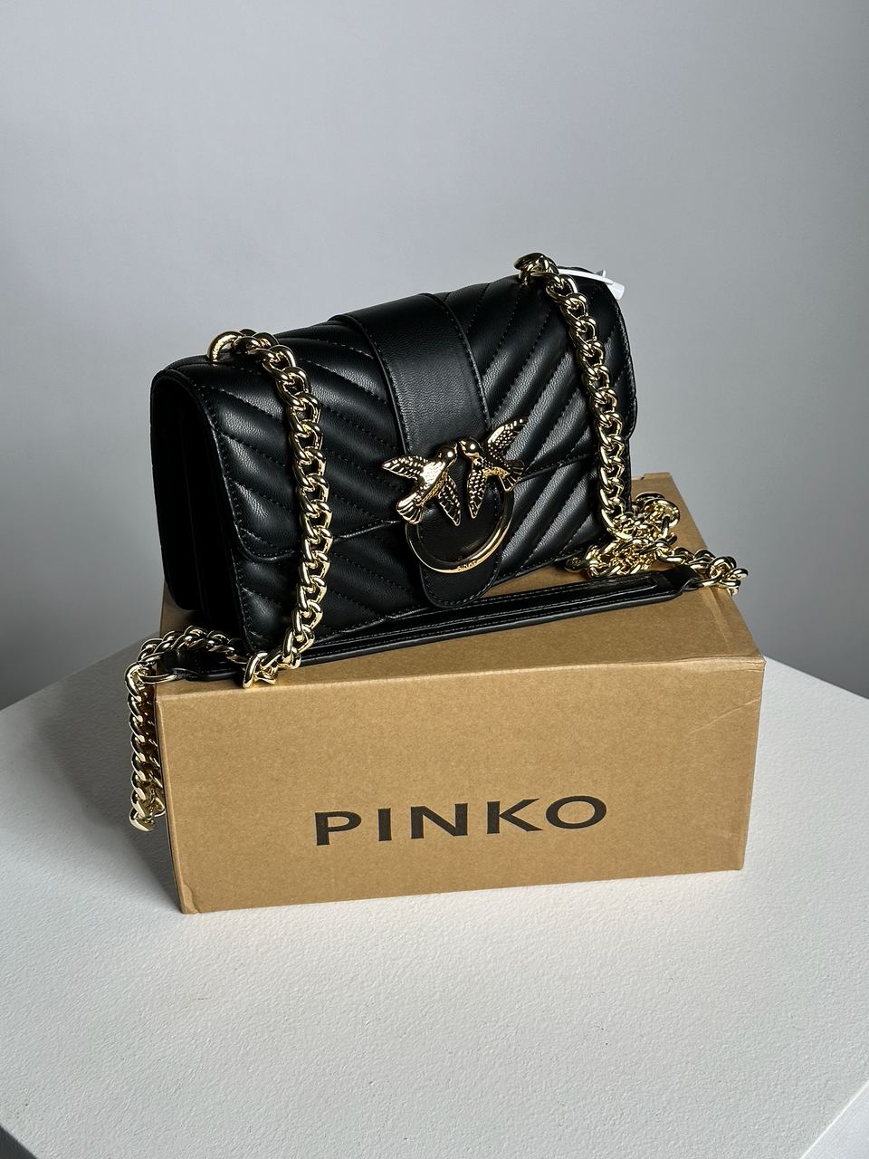 Pinko Classic Mini Love Bag One Chevron Black/Gold - 3