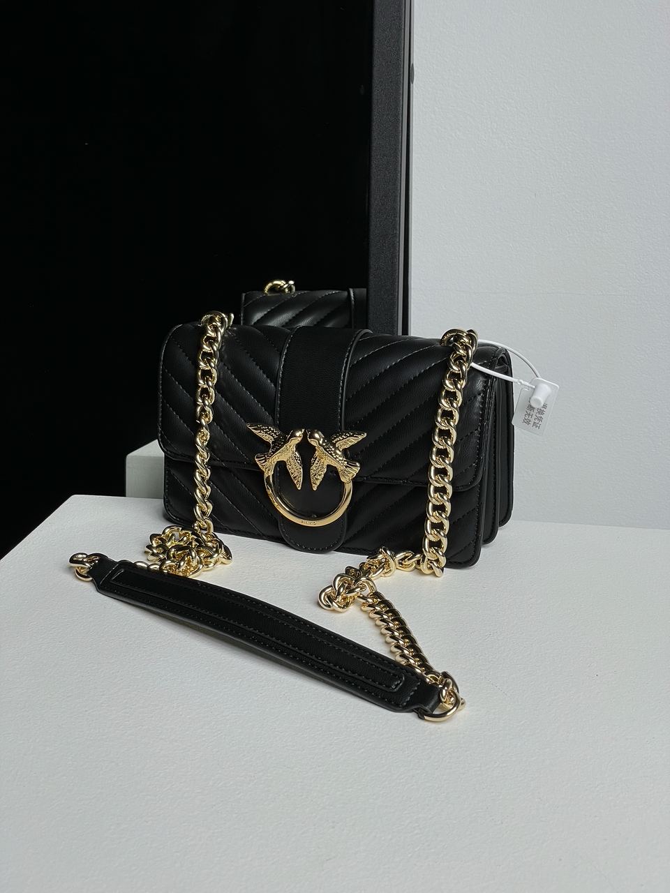 Pinko Classic Mini Love Bag One Chevron Black/Gold - 4