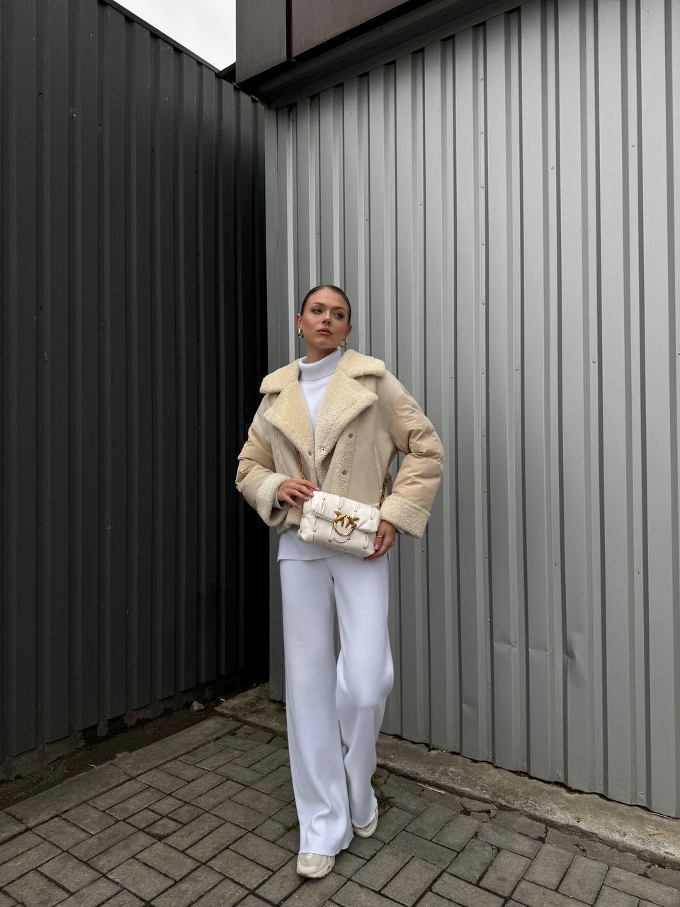 Pinko Grey Quilted Leather Love Mini Puff Staples - 5