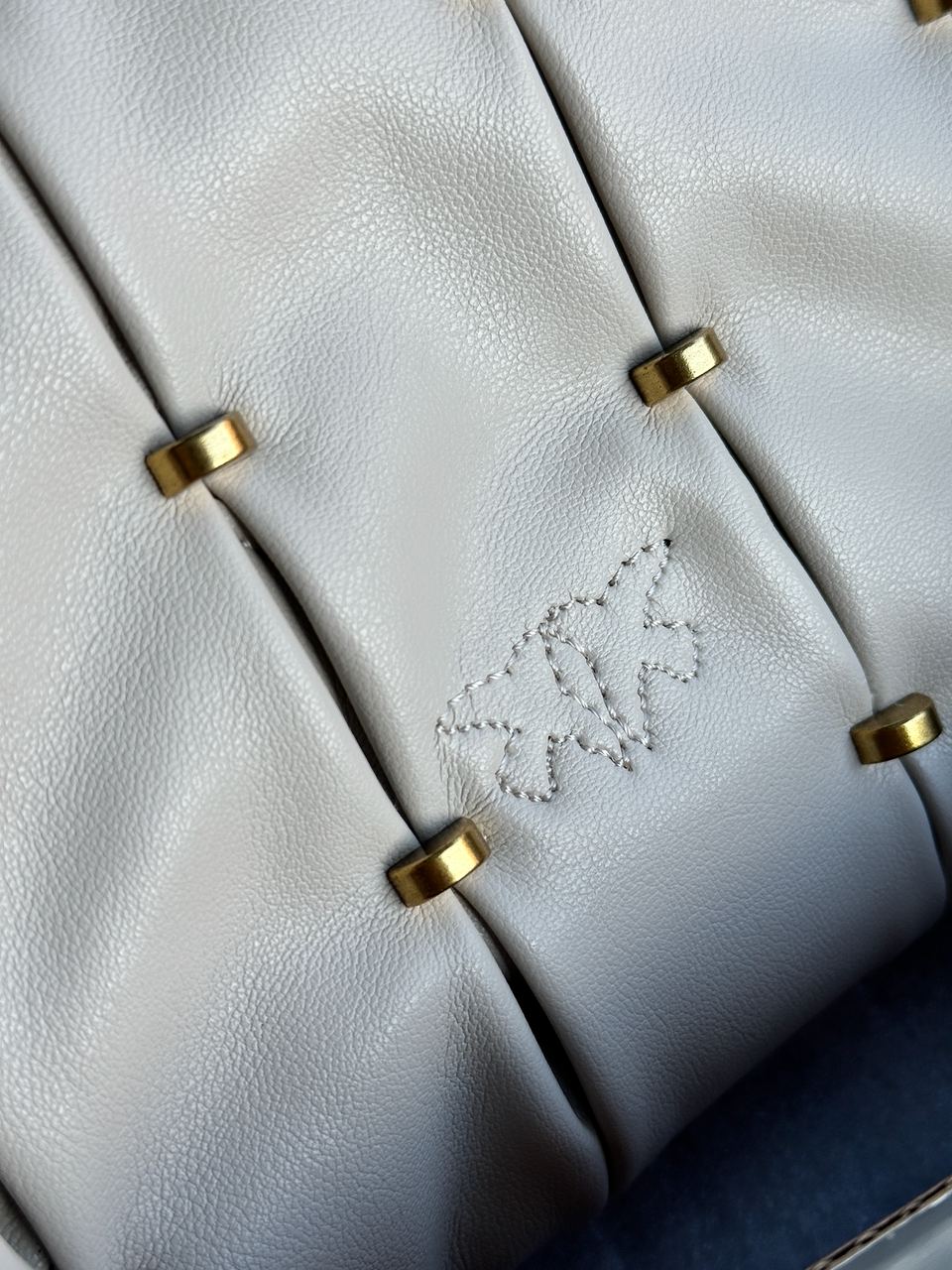 Pinko Grey Quilted Leather Love Mini Puff Staples - 14