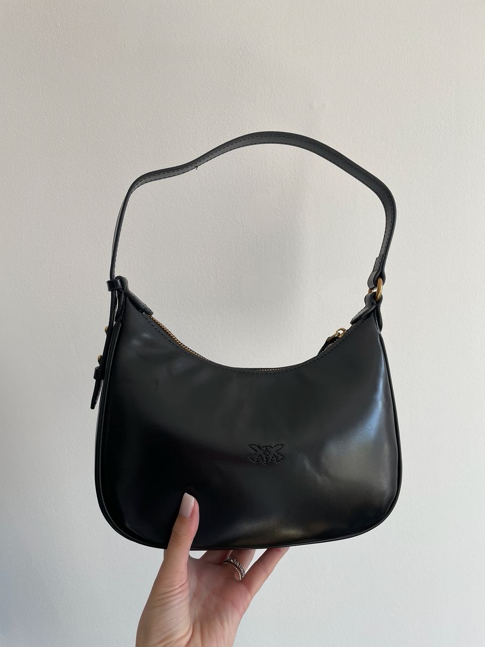 Pinko Half Moon Bag Simply Black With Leather Buckle - 15