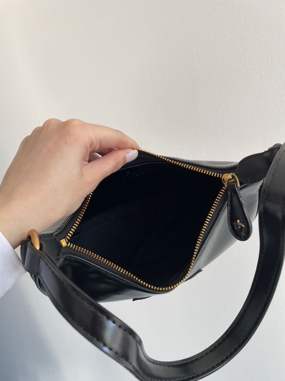 Pinko Half Moon Bag Simply Black With Leather Buckle - 23