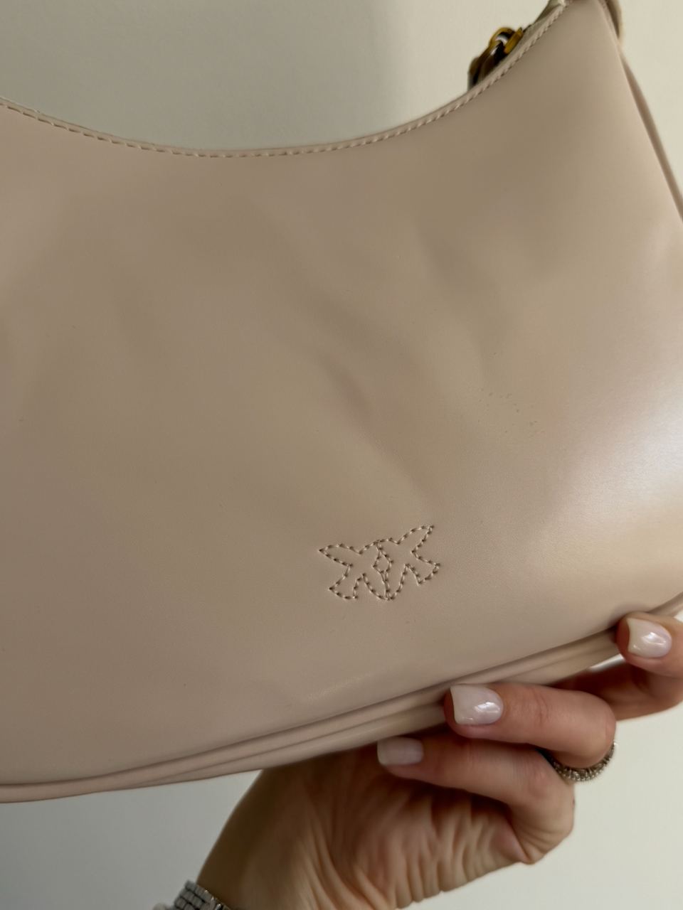 Pinko Half Moon Bag Simply Cream With Leather Buckle - 15