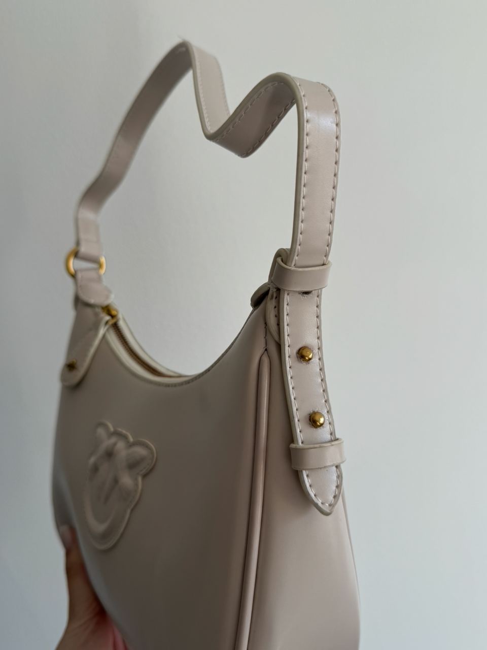 Pinko Half Moon Bag Simply Cream With Leather Buckle - 17