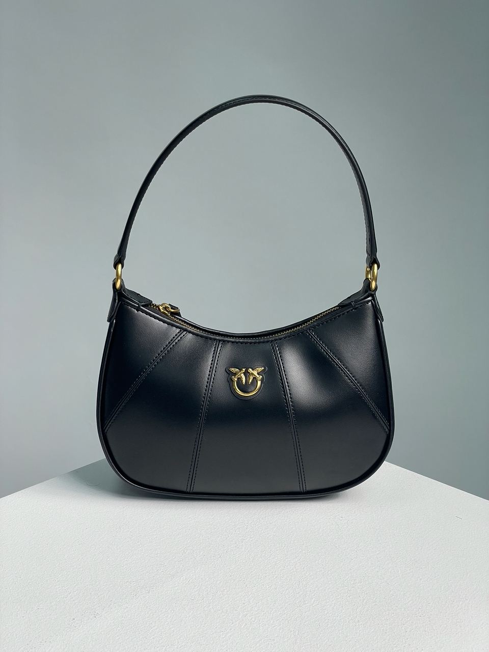 Pinko Hobo Bag Fine Grain Cow Leather Black - 4