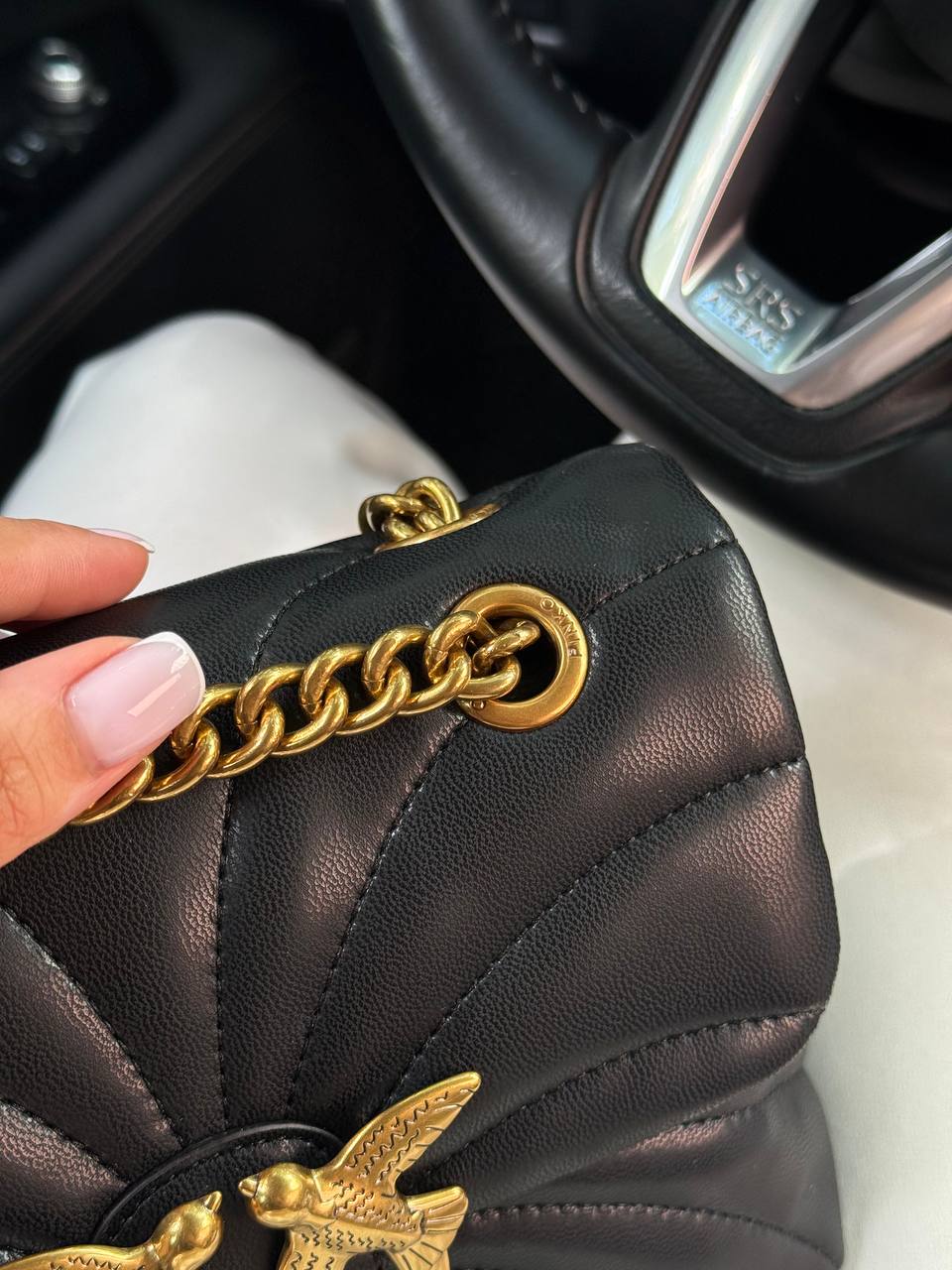 Pinko Love Bag Puff Butterfly Quilt Black/Gold - 11