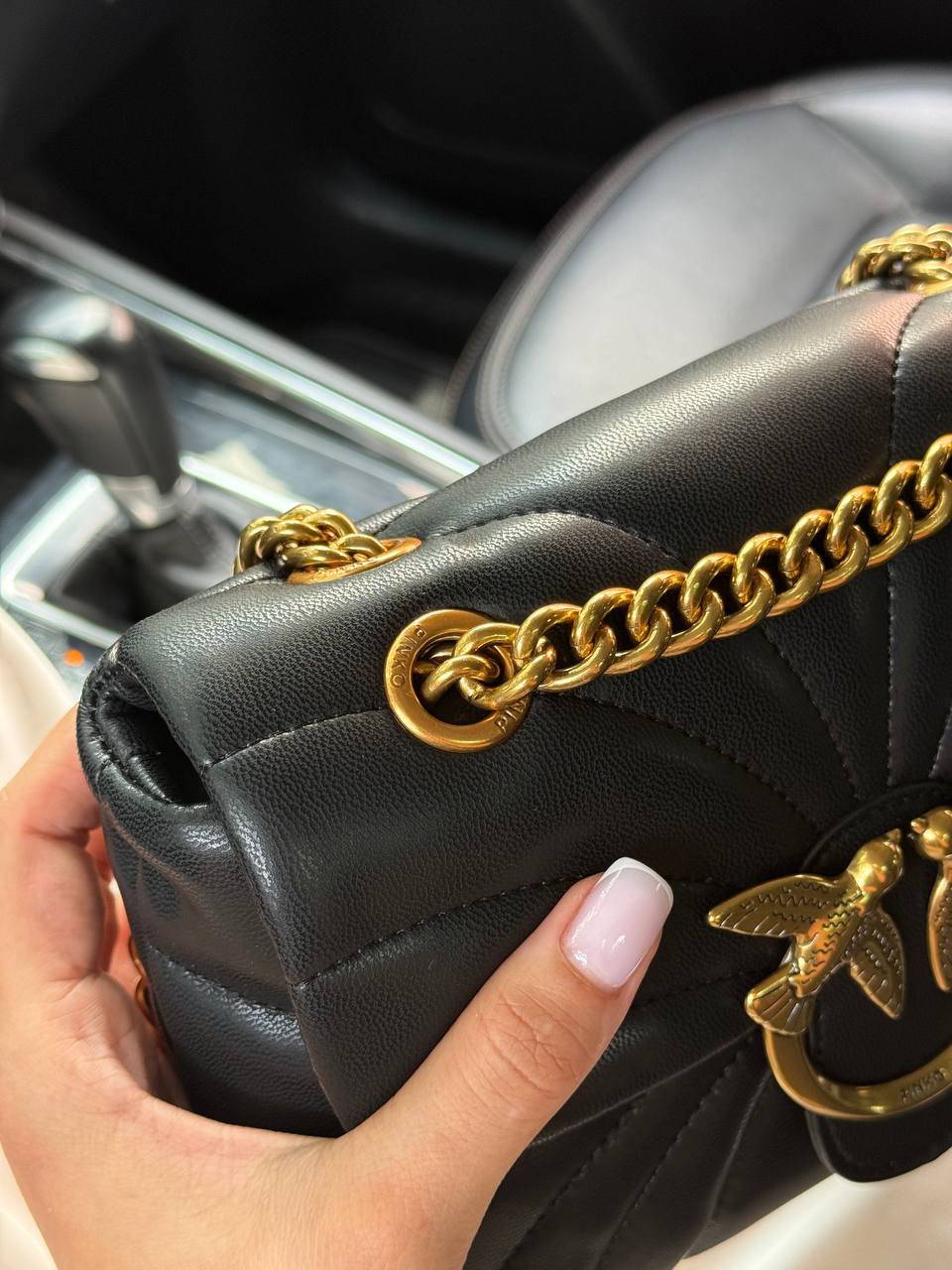 Pinko Love Bag Puff Butterfly Quilt Black/Gold - 12