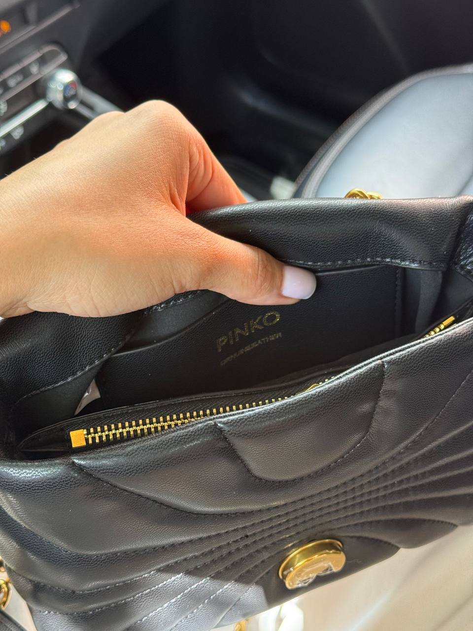 Pinko Love Bag Puff Butterfly Quilt Black/Gold - 14