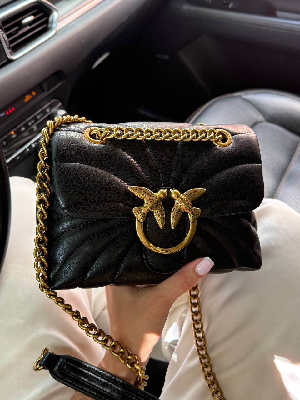 Pinko Love Bag Puff Butterfly Quilt Black/Gold - 4