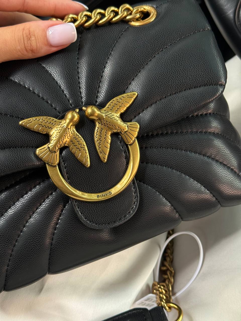 Pinko Love Bag Puff Butterfly Quilt Black/Gold - 5