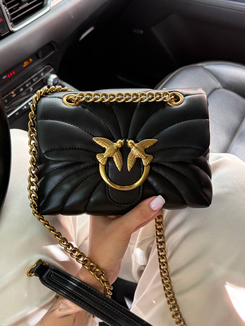 Pinko Love Bag Puff Butterfly Quilt Black/Gold - 6