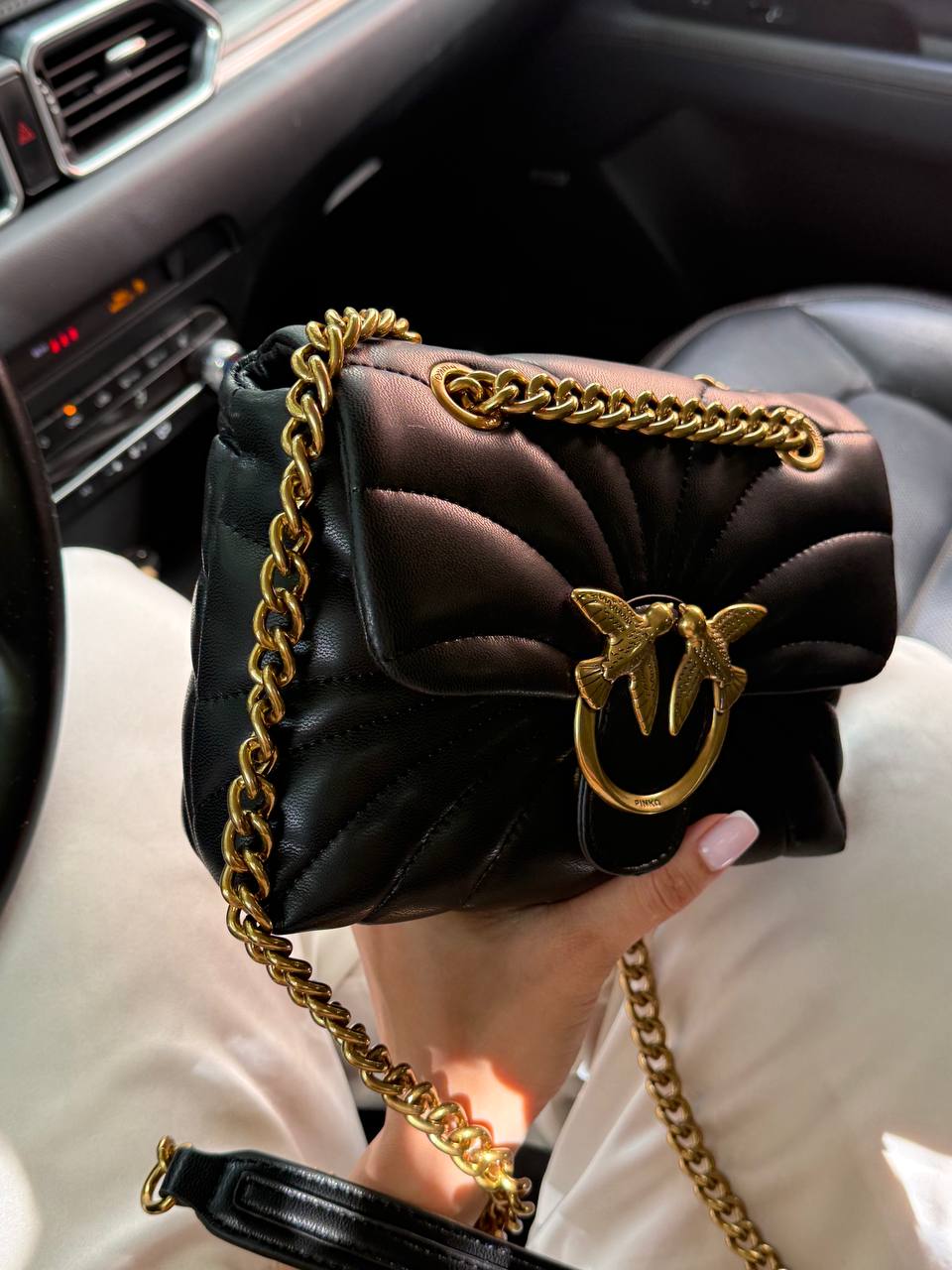 Pinko Love Bag Puff Butterfly Quilt Black/Gold - 8