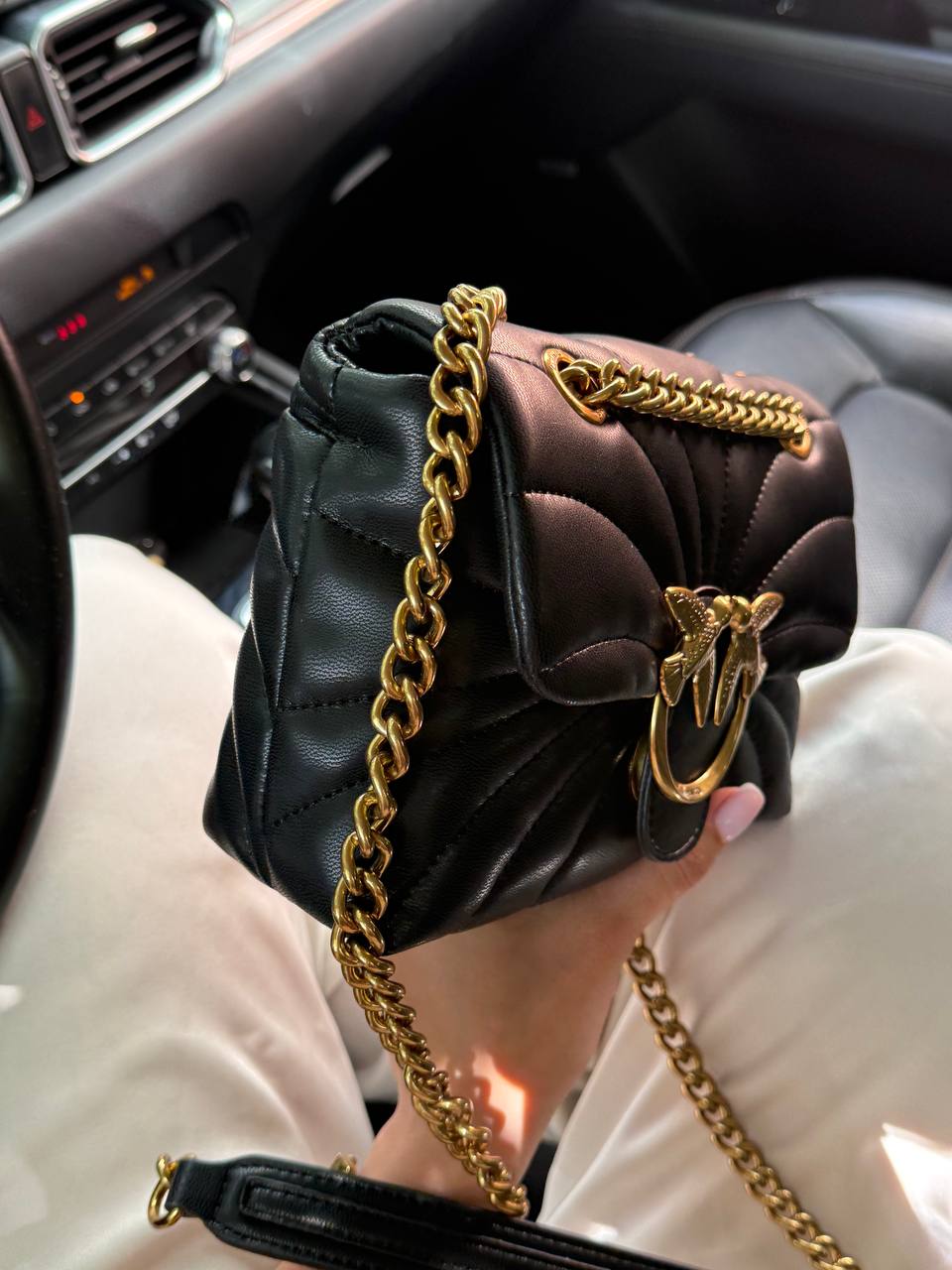 Pinko Love Bag Puff Butterfly Quilt Black/Gold - 9