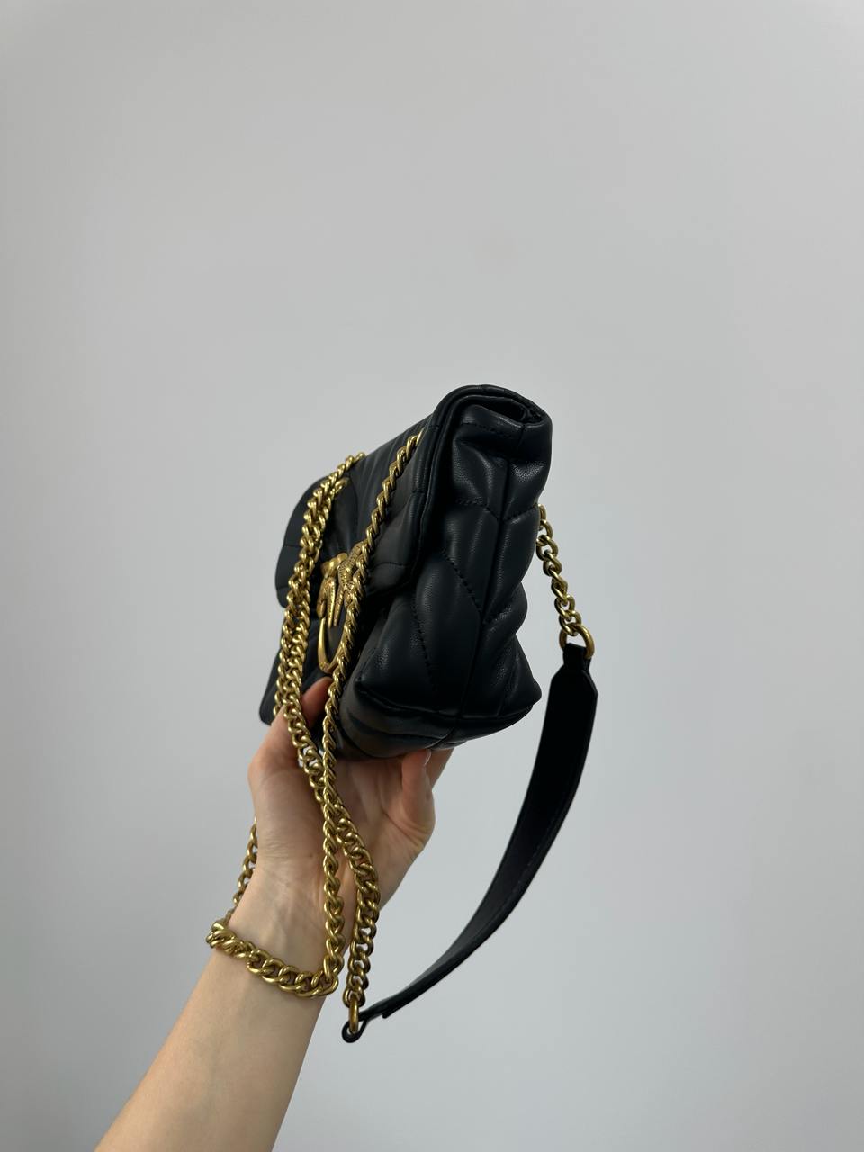 Pinko Love Bag Puff Butterfly Quilt Black/Gold - 6