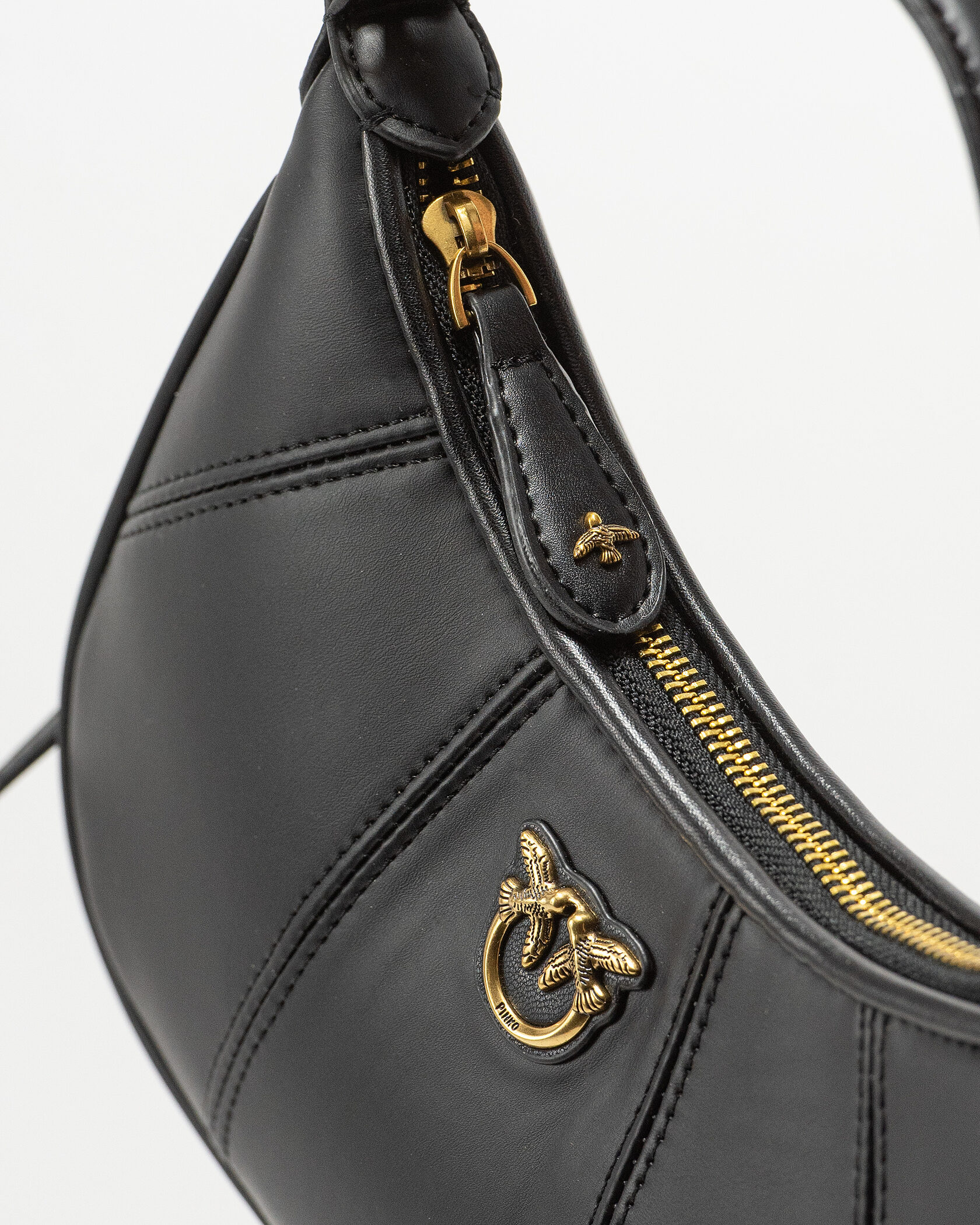 Pinko Love Small Hobo Shoulder Bag in Black Leather - 13