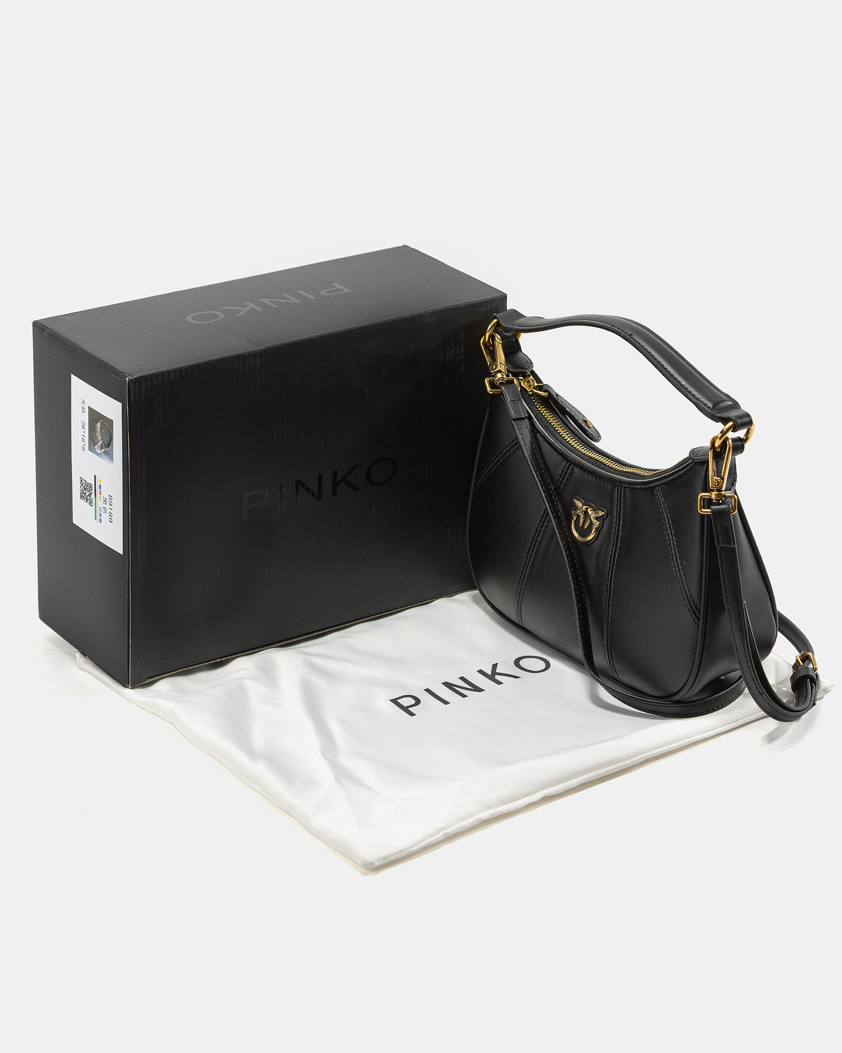Pinko Love Small Hobo Shoulder Bag in Black Leather - 2