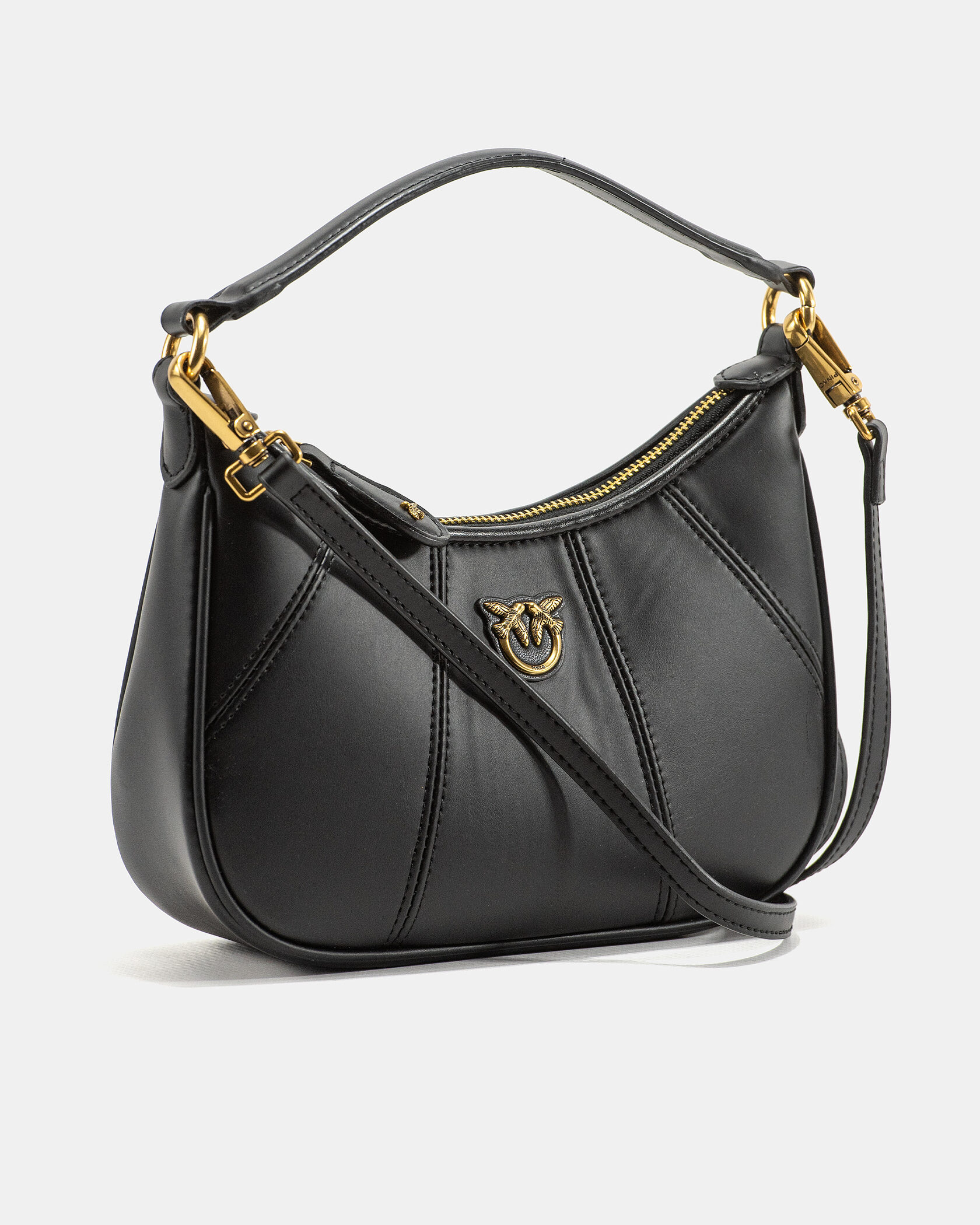 Pinko Love Small Hobo Shoulder Bag in Black Leather - 5