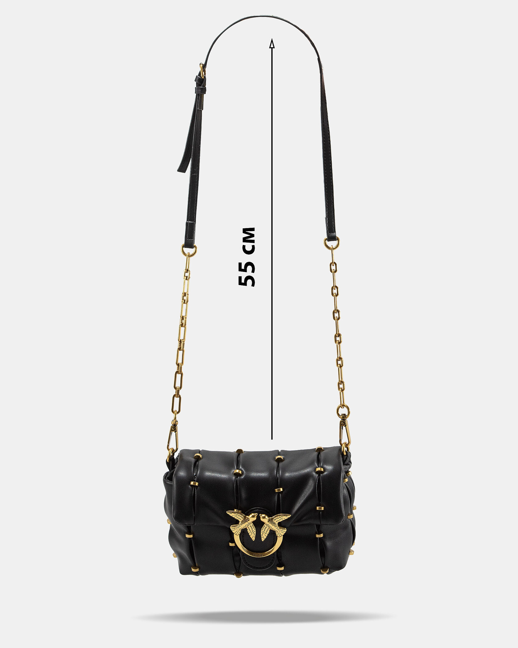 Pinko Love Small Puff Maxi Quilt Shoulder Bag in Black with Studs - 4