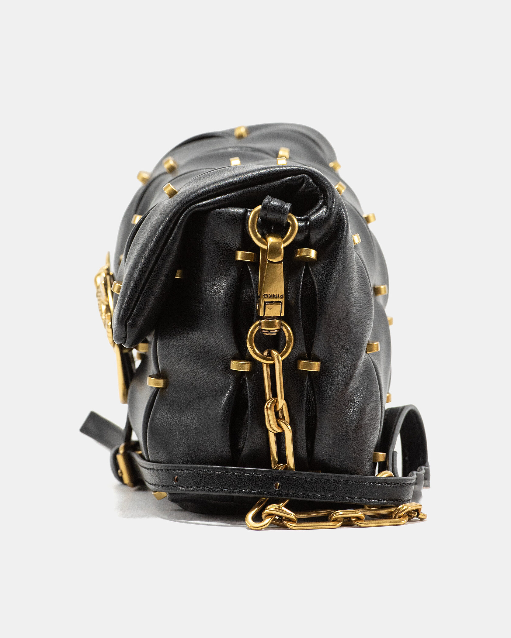 Pinko Love Small Puff Maxi Quilt Shoulder Bag in Black with Studs - 7