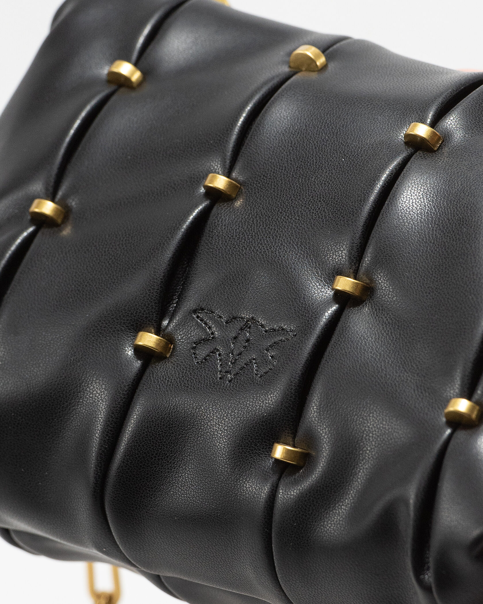 Pinko Love Small Puff Maxi Quilt Shoulder Bag in Black with Studs - 9