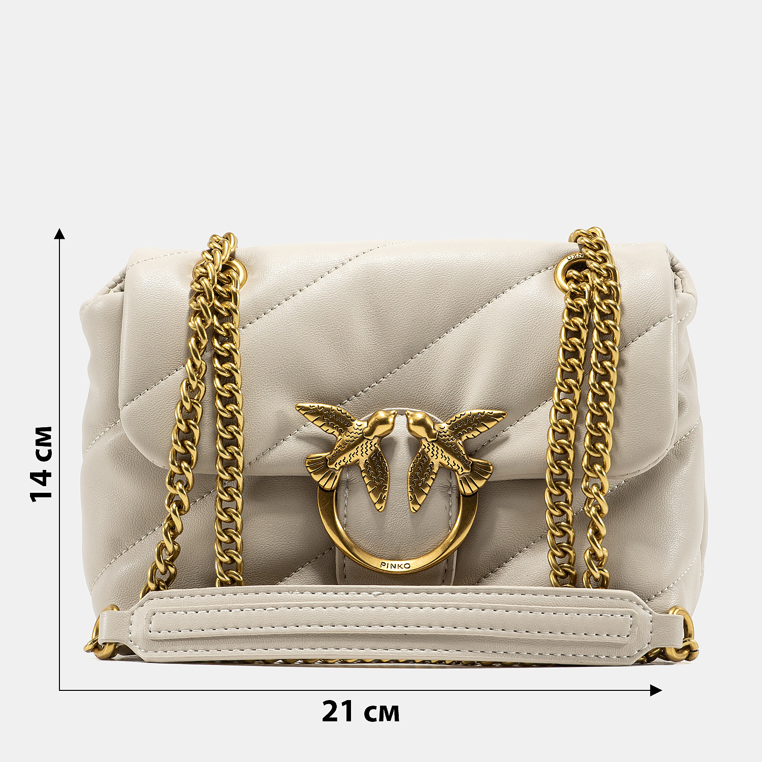 Pinko Love Small Soft Puff Maxi Quilt Shoulder Bag in White/Cream - 3