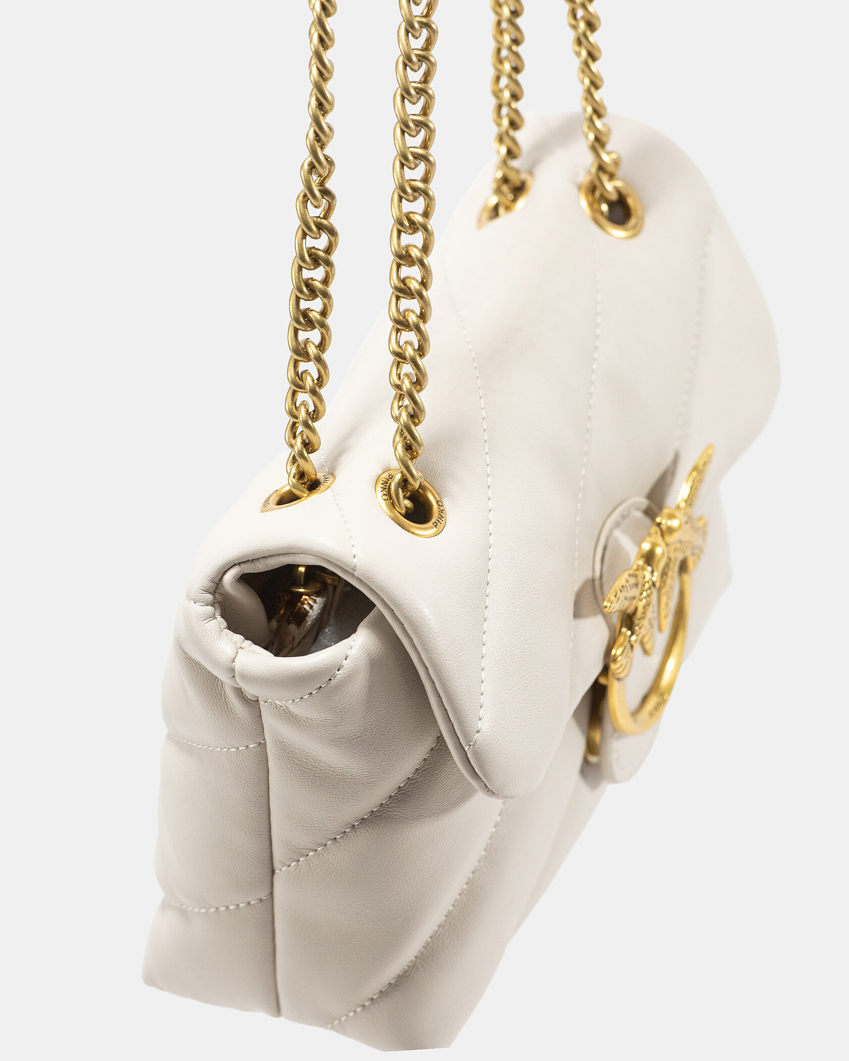 Pinko Love Small Soft Puff Maxi Quilt Shoulder Bag in White/Cream - 7