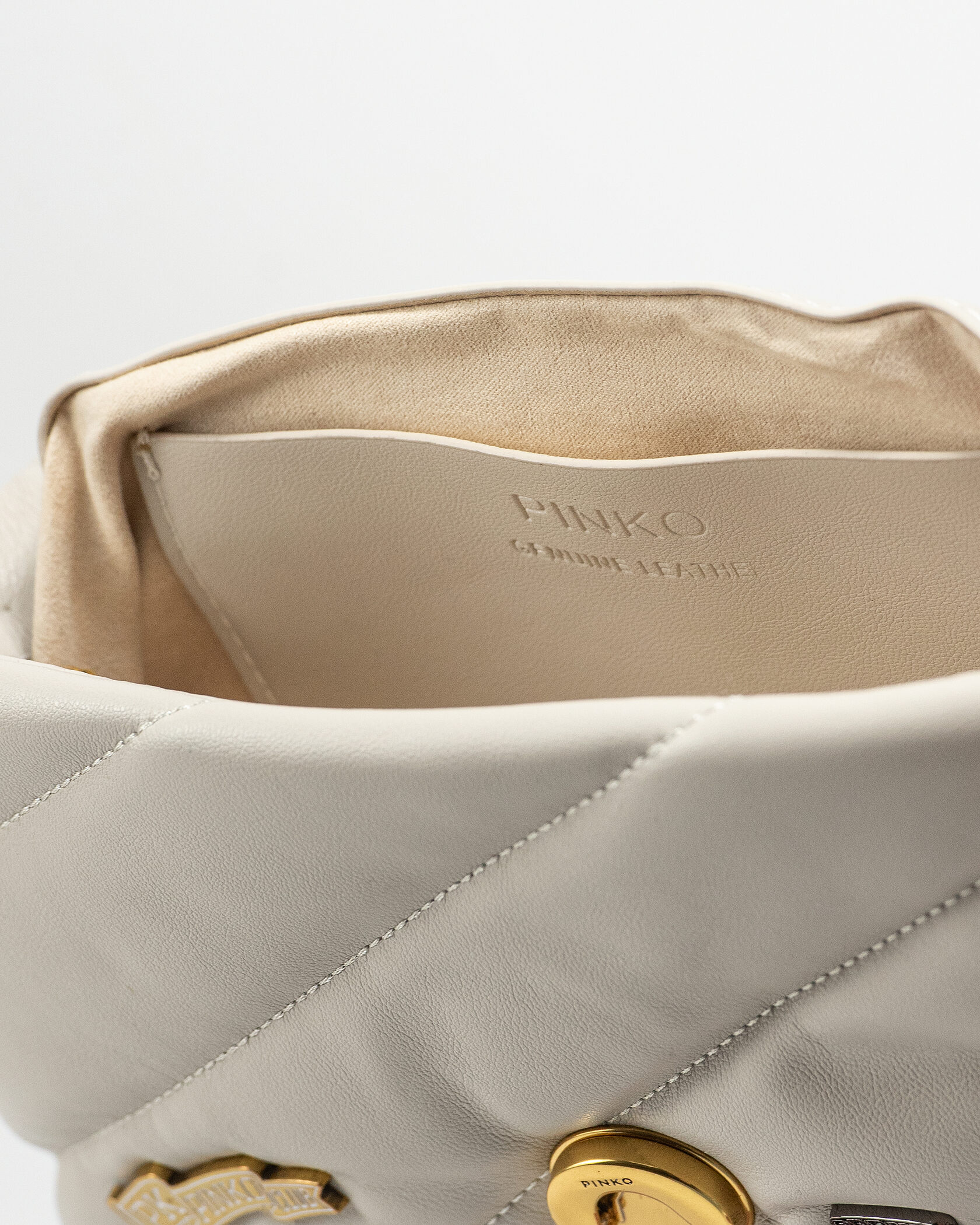 Pinko Milk Quilted Leather Love Mini Puff Pins - 15