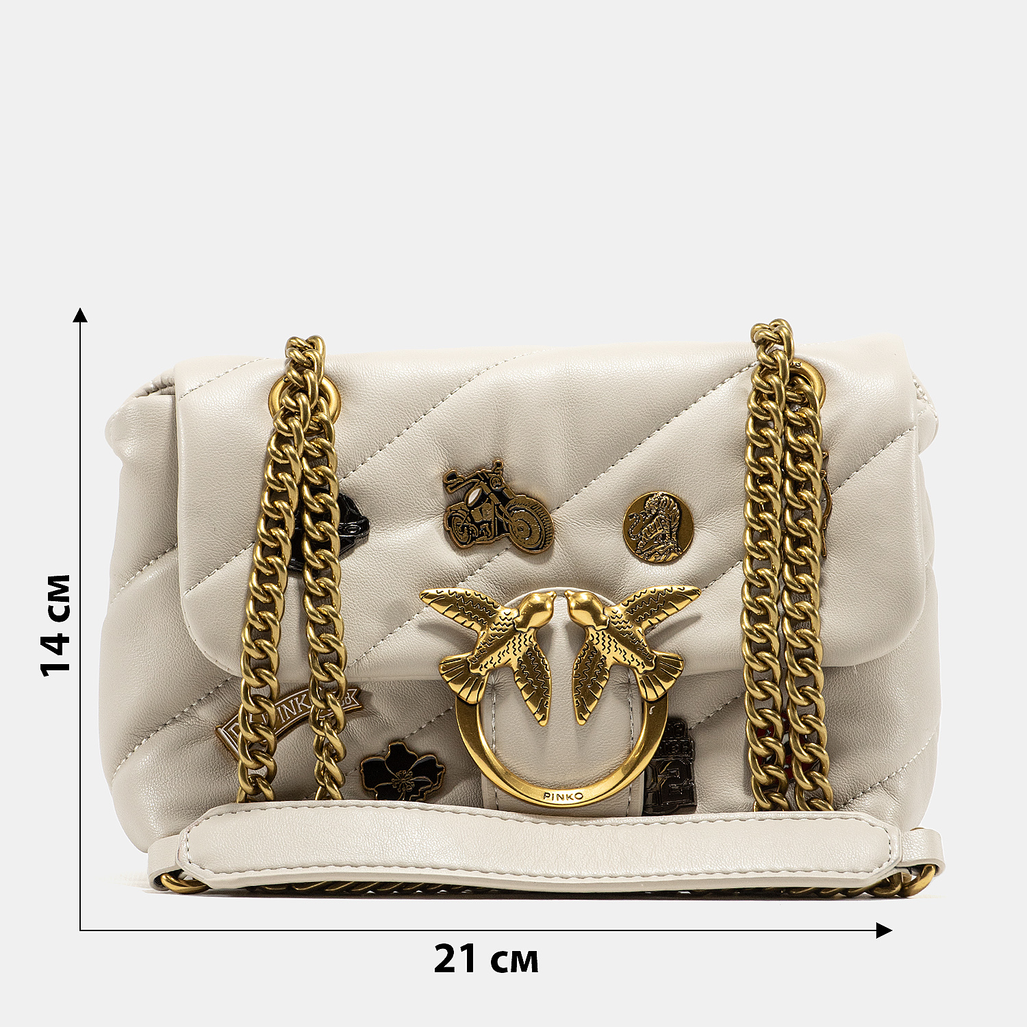 Pinko Milk Quilted Leather Love Mini Puff Pins - 3