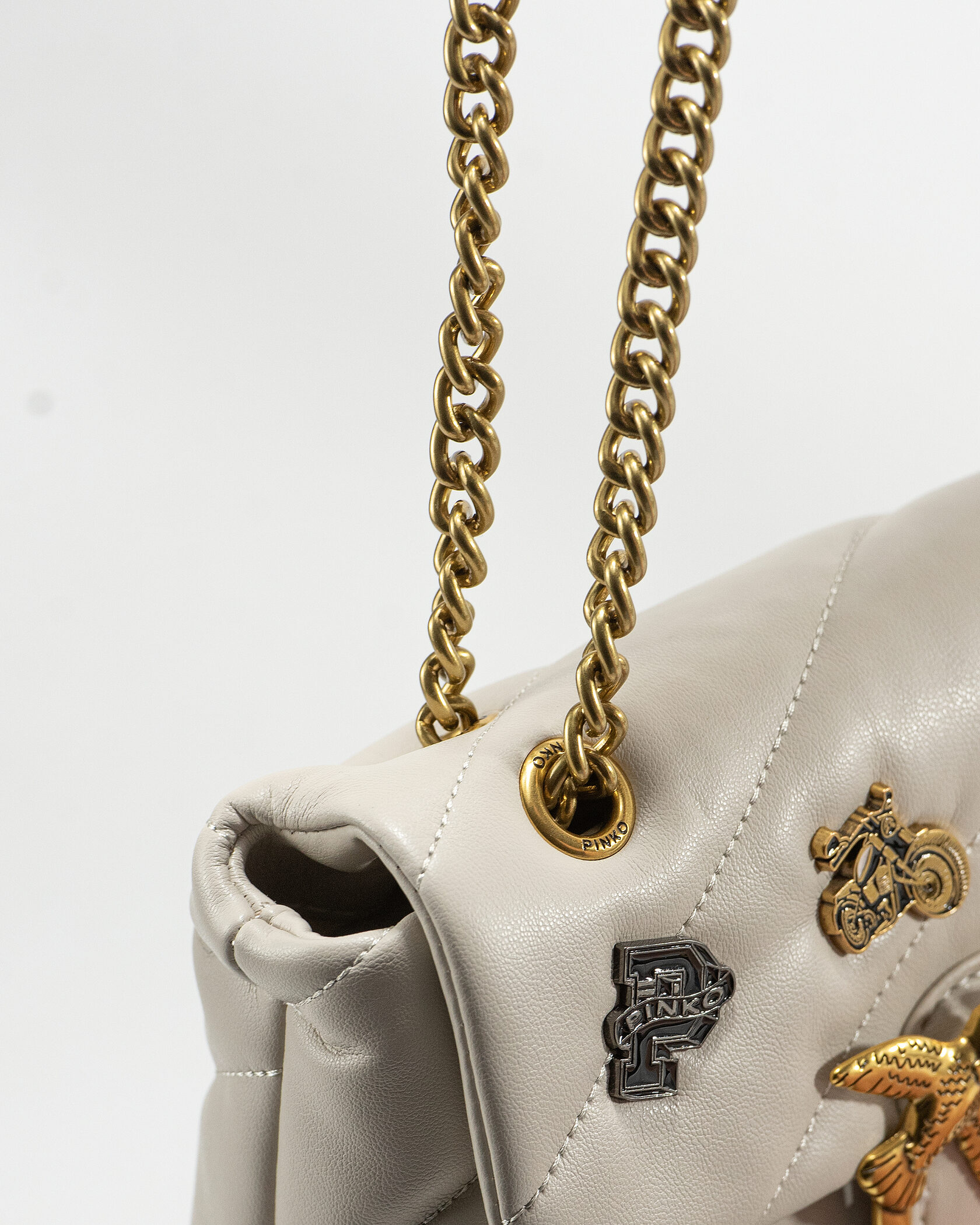 Pinko Milk Quilted Leather Love Mini Puff Pins - 8