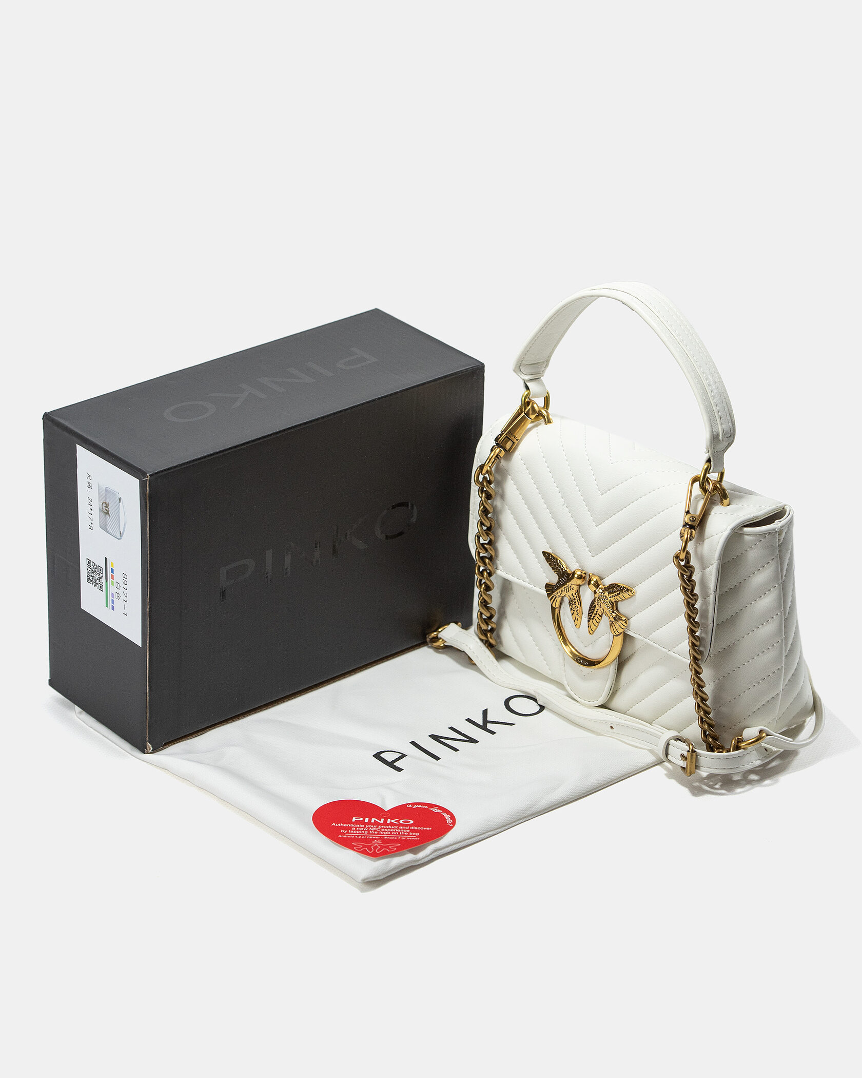 Pinko Mini Classic Lady Love Bag Puff Chevron White/Gold - 2
