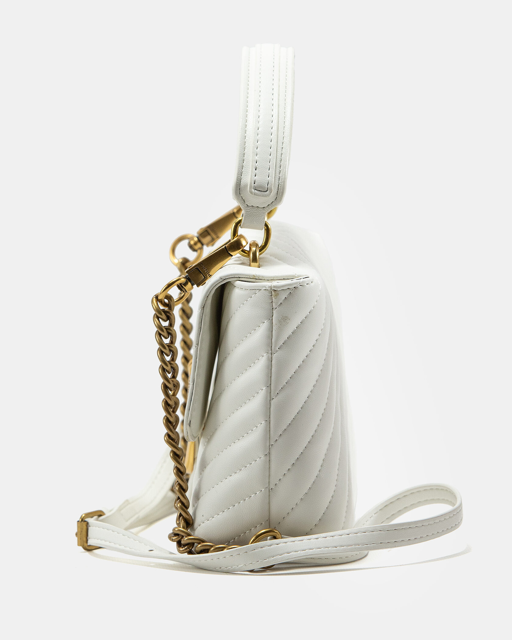 Pinko Mini Classic Lady Love Bag Puff Chevron White/Gold - 8