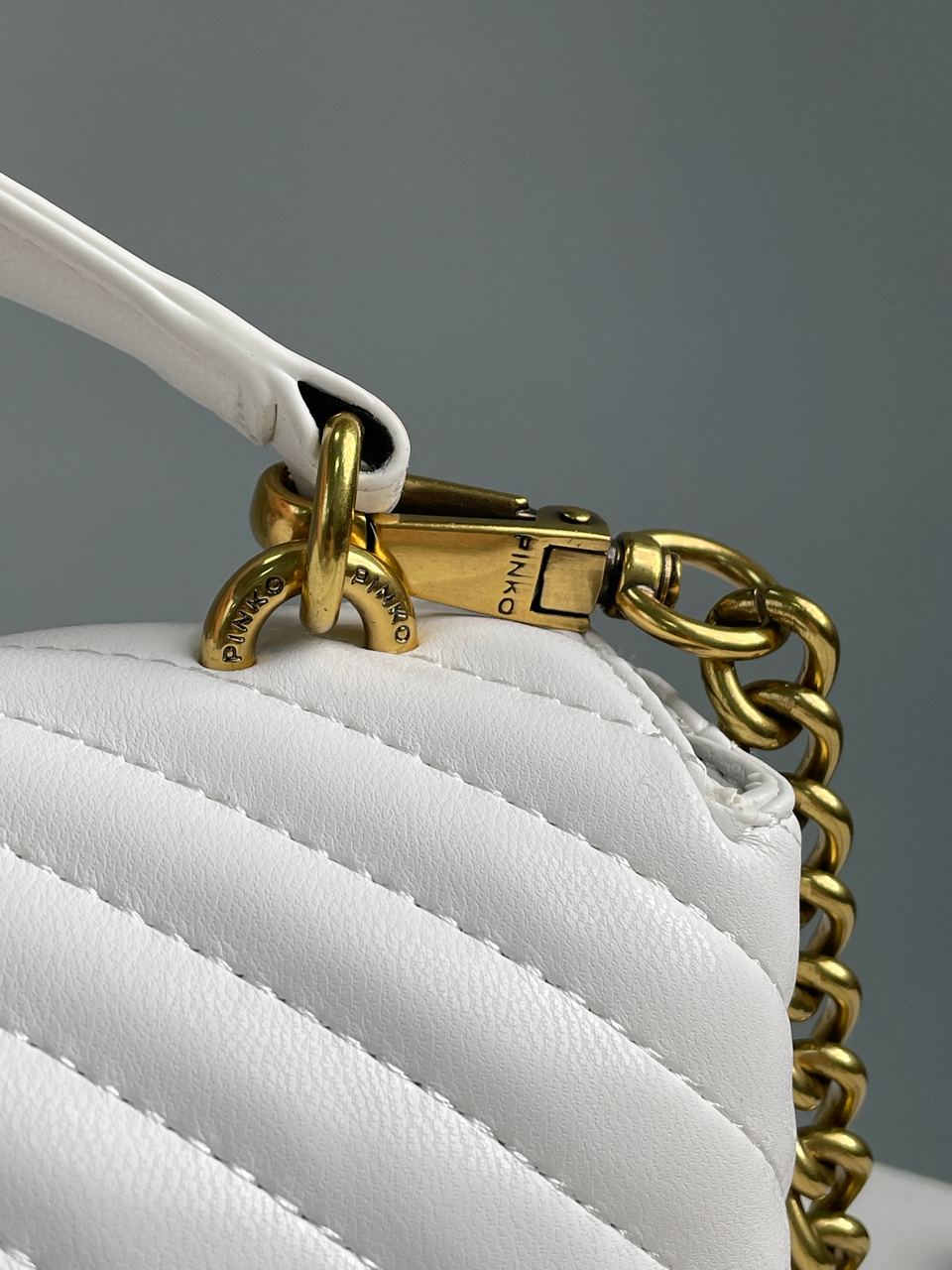 Pinko Mini Classic Lady Love Bag Puff Chevron White/Gold - 10