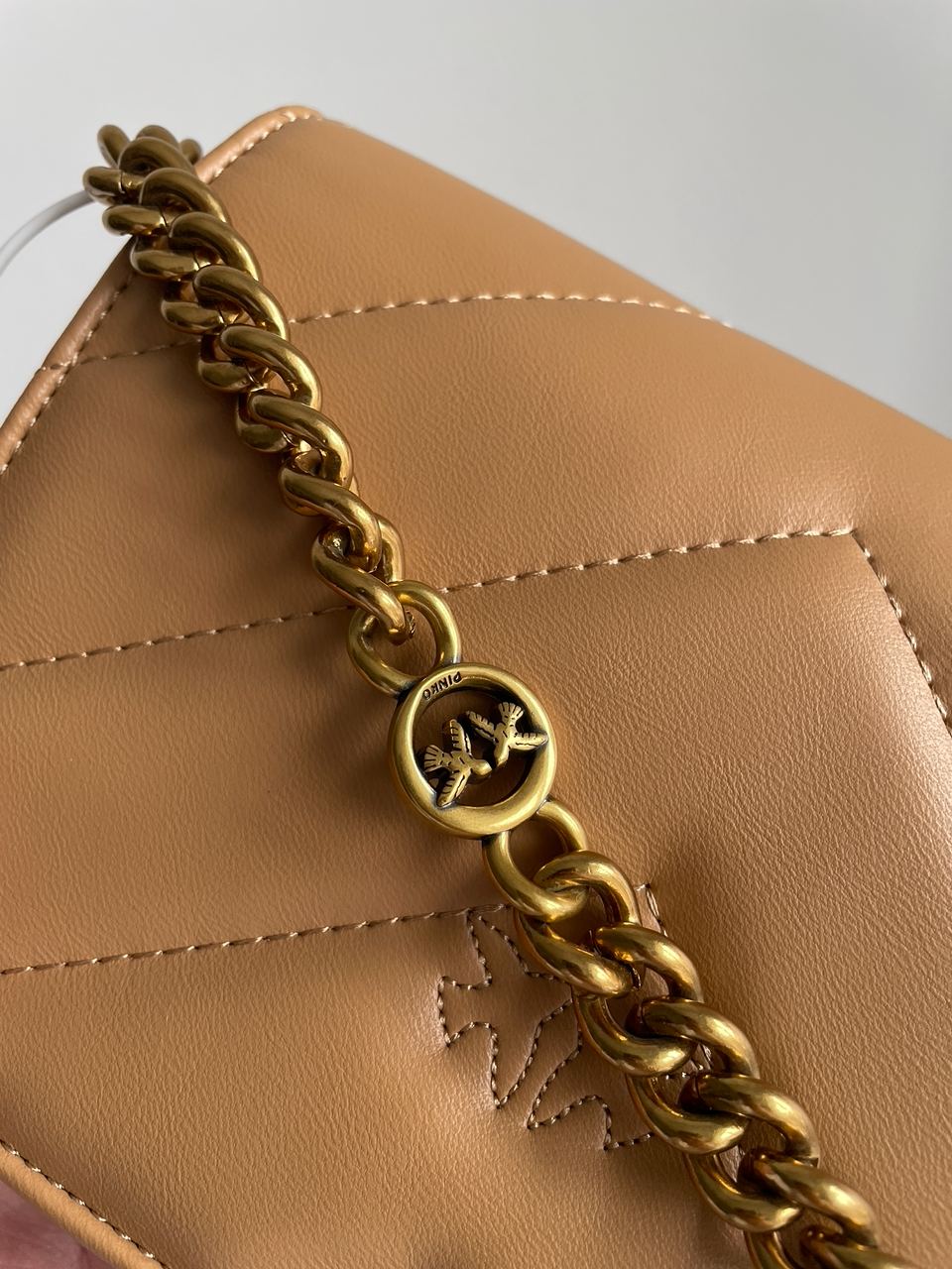 Pinko Mini Love Bag Click Big Chevron Beige - 12