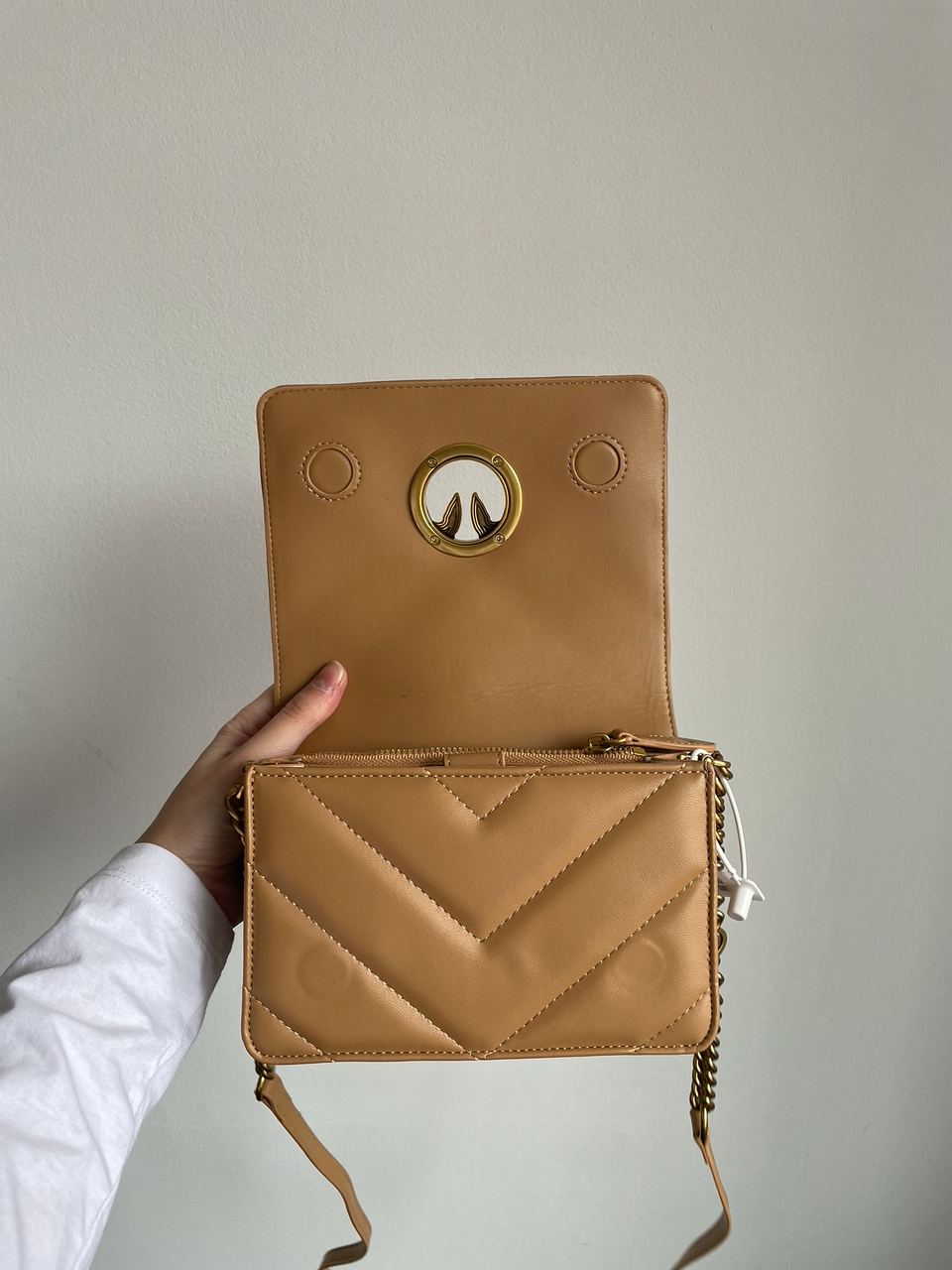 Pinko Mini Love Bag Click Big Chevron Beige - 18