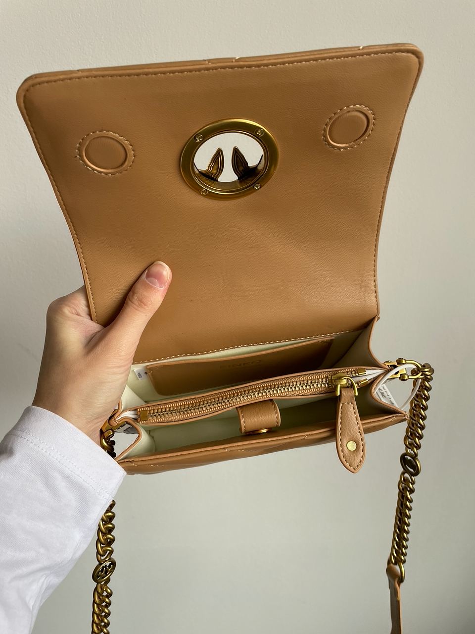 Pinko Mini Love Bag Click Big Chevron Beige - 19