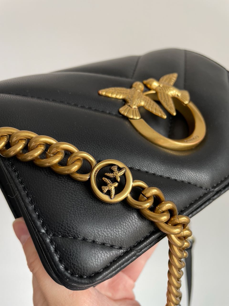 Pinko Mini Love Bag Click Big Chevron Black - 12