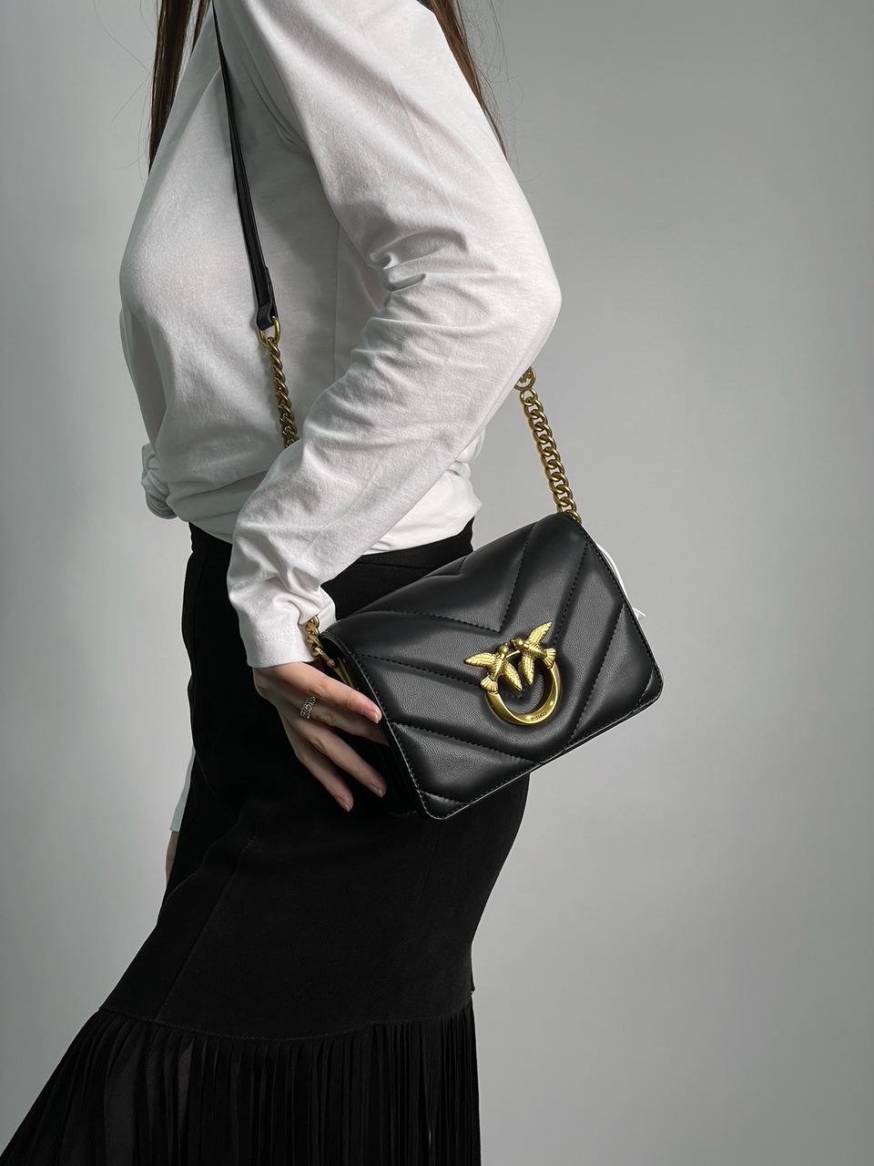 Pinko Mini Love Bag Click Big Chevron Black - 4