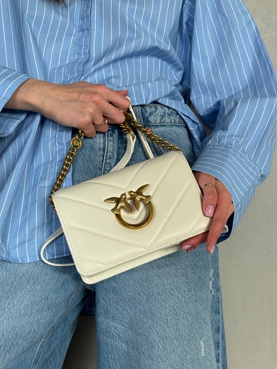 Pinko Mini Love Bag Click Big Chevron White - 2