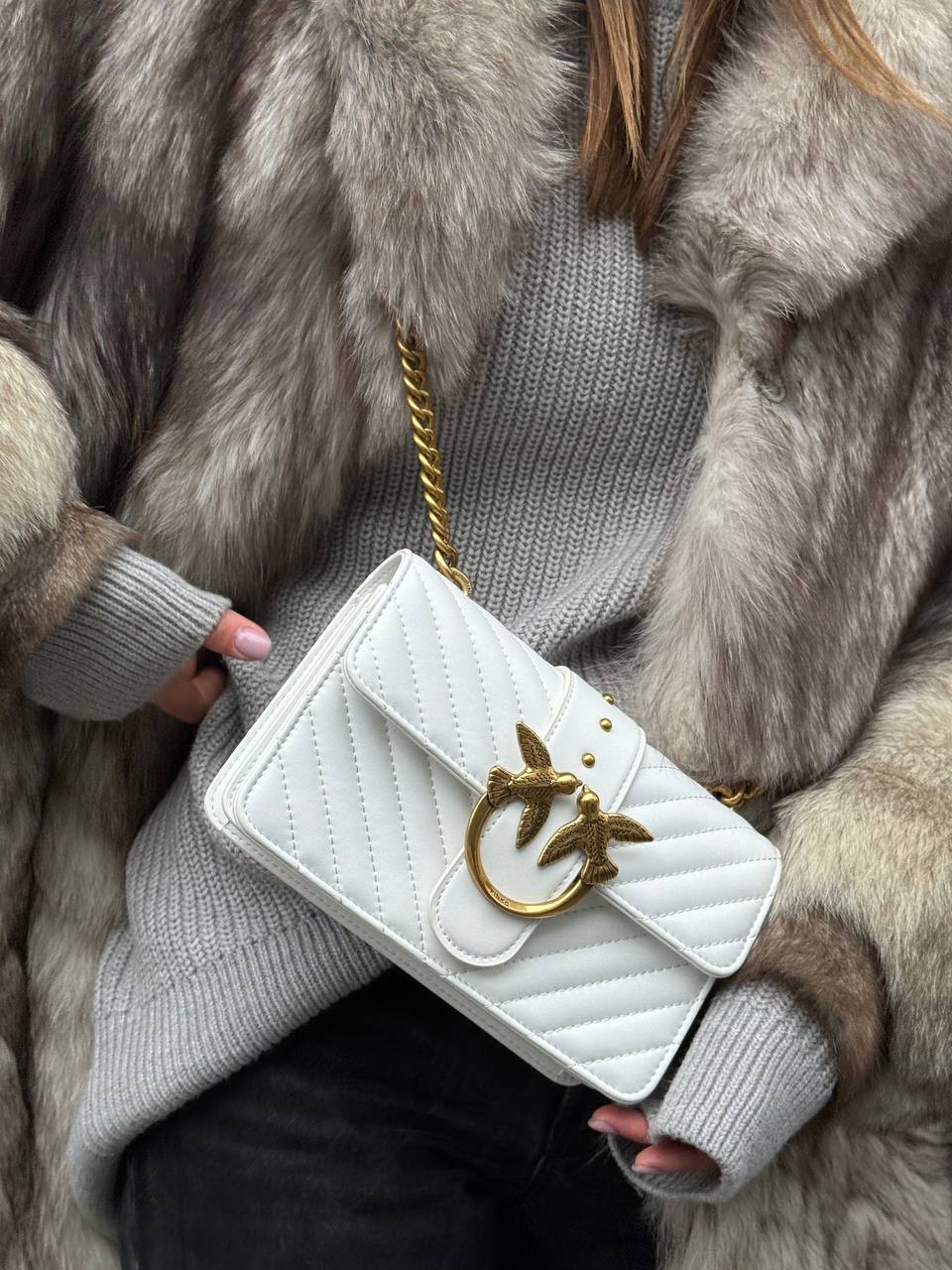 Pinko Mini Love Bag One Simply Puff White/Gold - 2