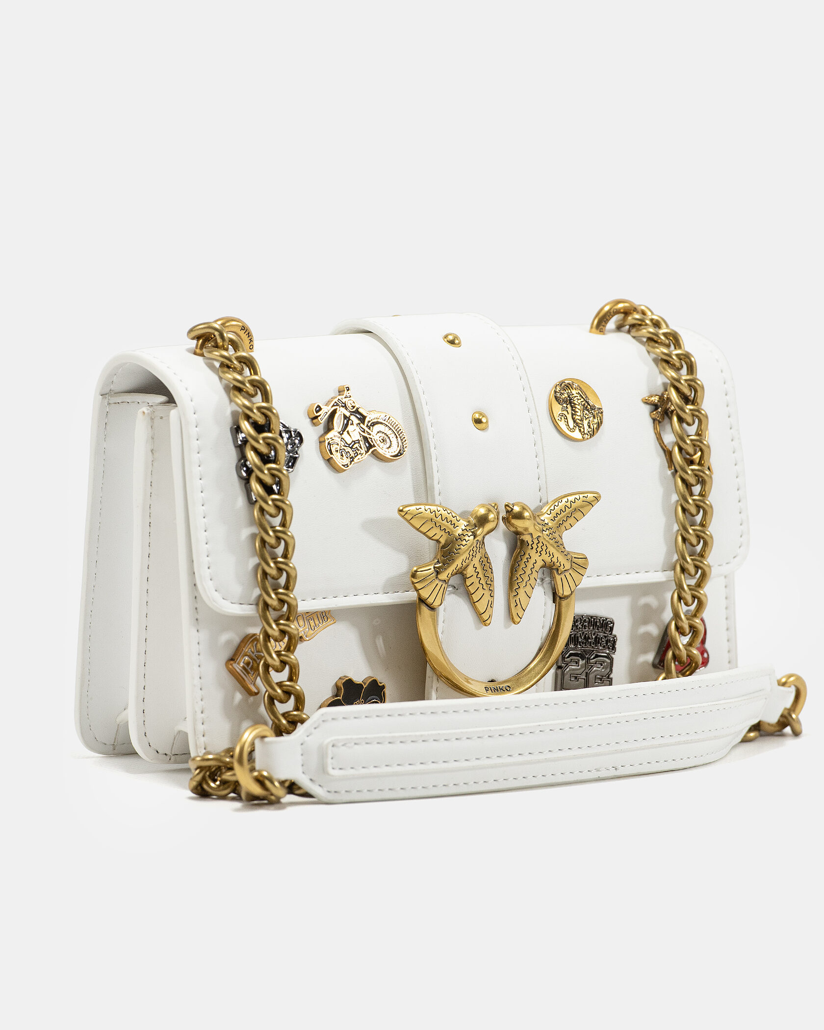 Pinko Mini Love Bag One Simply With Enamel Pin White - 5