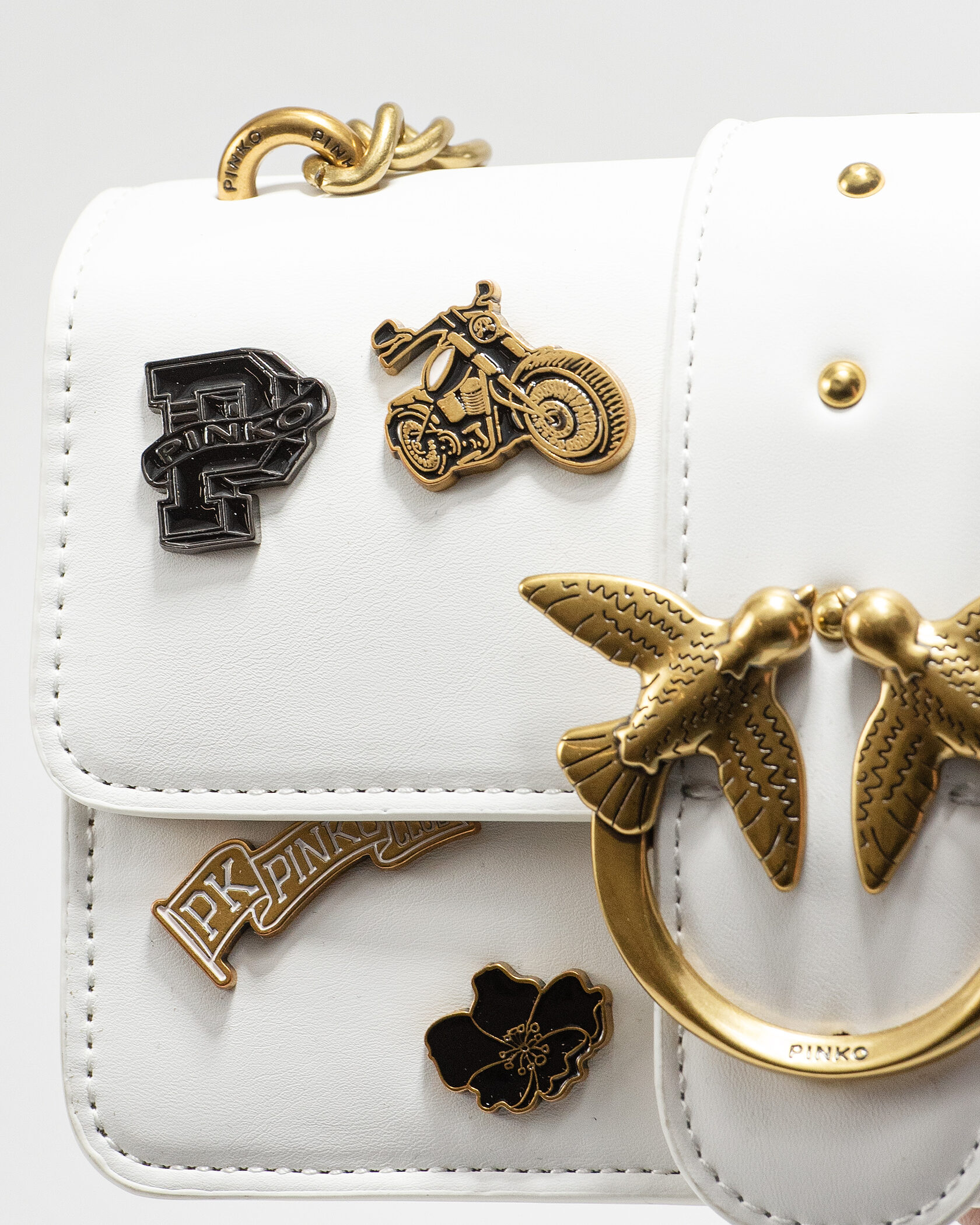Pinko Mini Love Bag One Simply With Enamel Pin White - 7