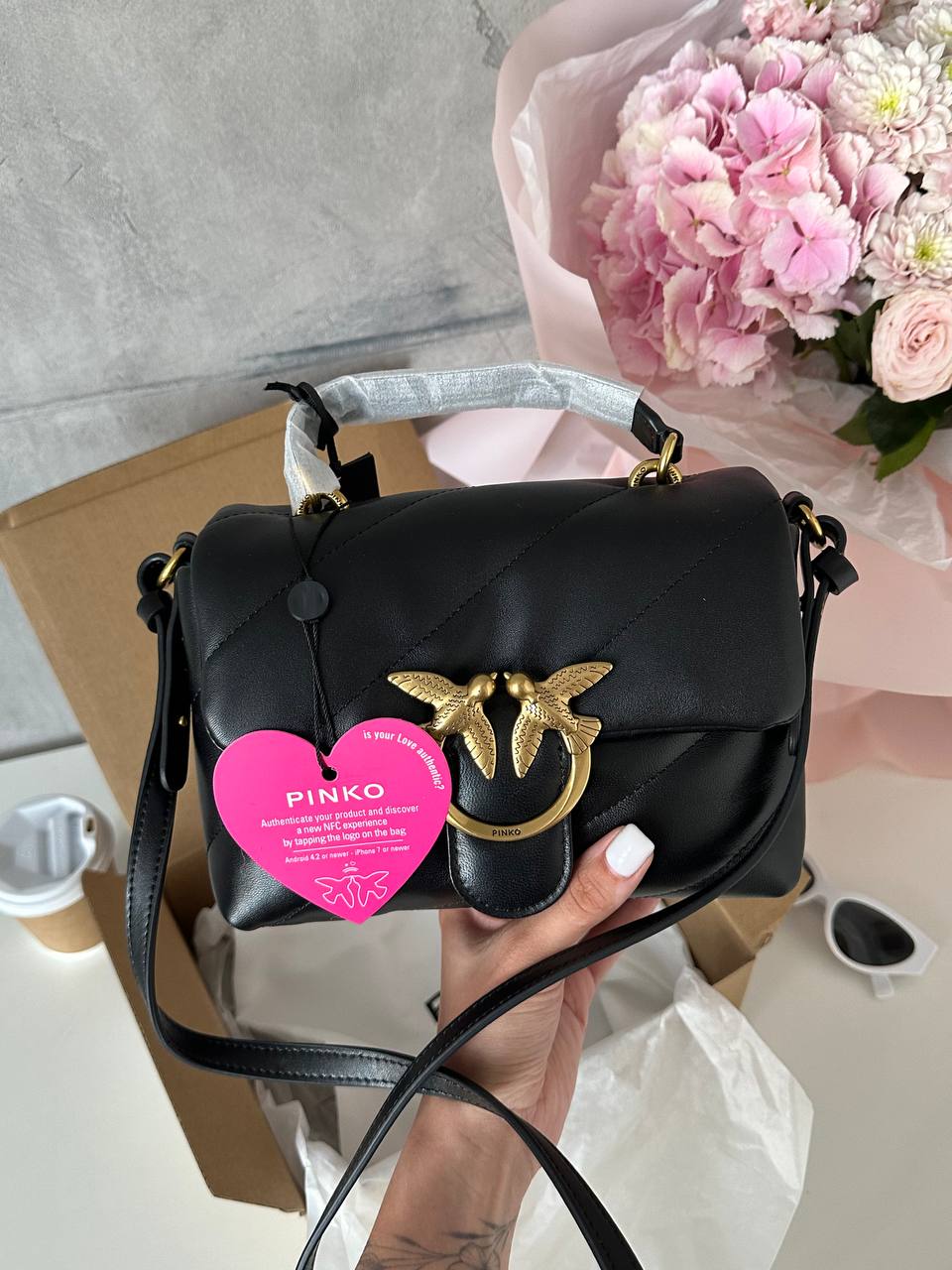 Pinko Mini Love Bag Puff Maxi Quilt Black/Gold - 2